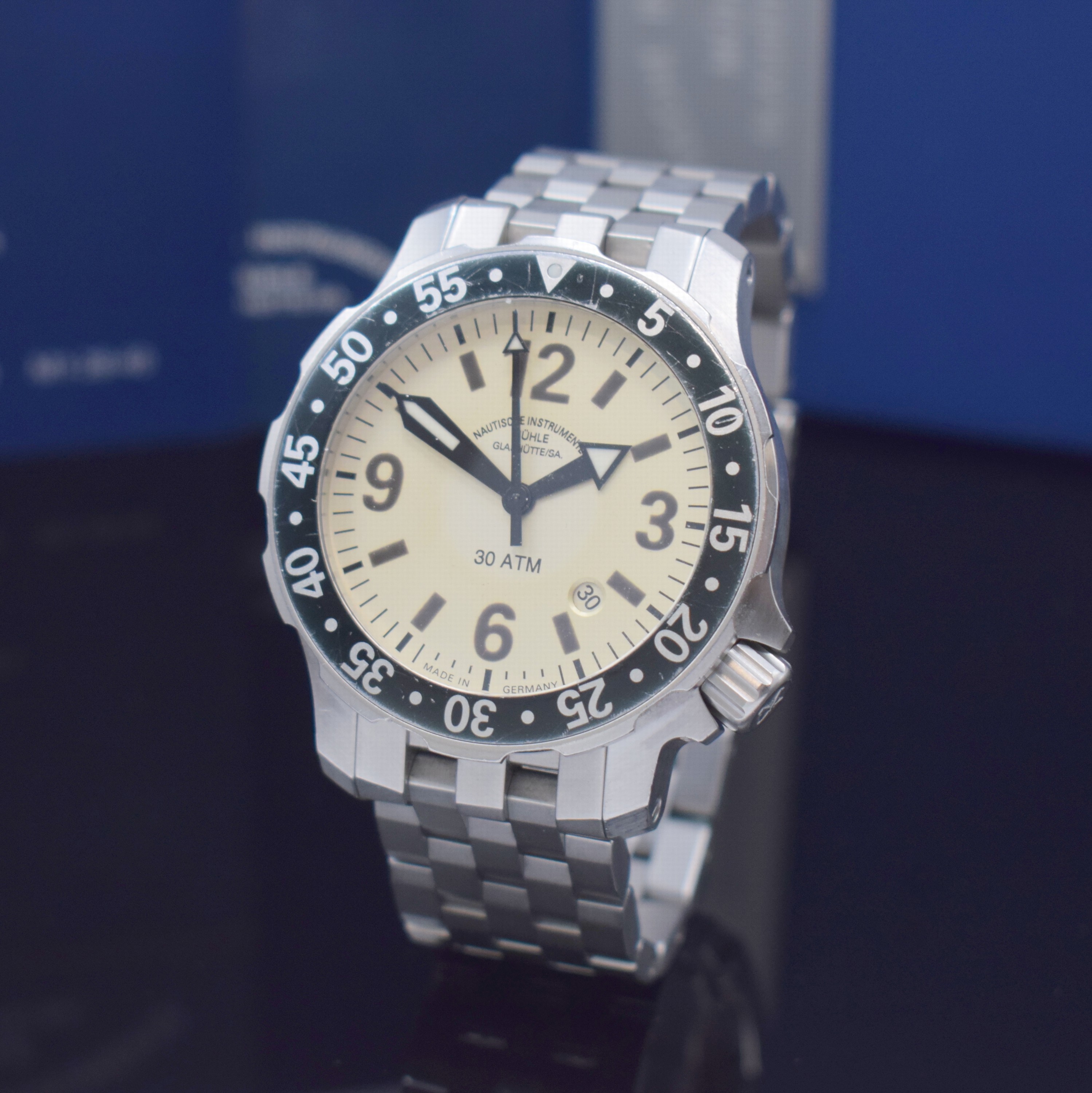 NAUTISCHE INSTRUMENTE MÜHLE GLASHÜTTE/SA Marinus Herrenarmbanduhr Referenz M1-28-20 in Stahl, Deutschland verk. lt. beil. Pap. 05/2012, Automatik, ...