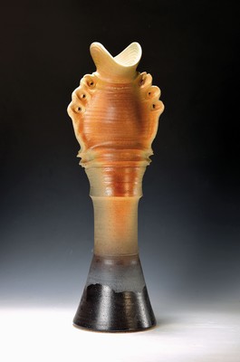 Image Studiokeramik-Skulptur, 1960/70er-Jahre, cremefarbener Scherben, schwarz-braun glasiert, ...