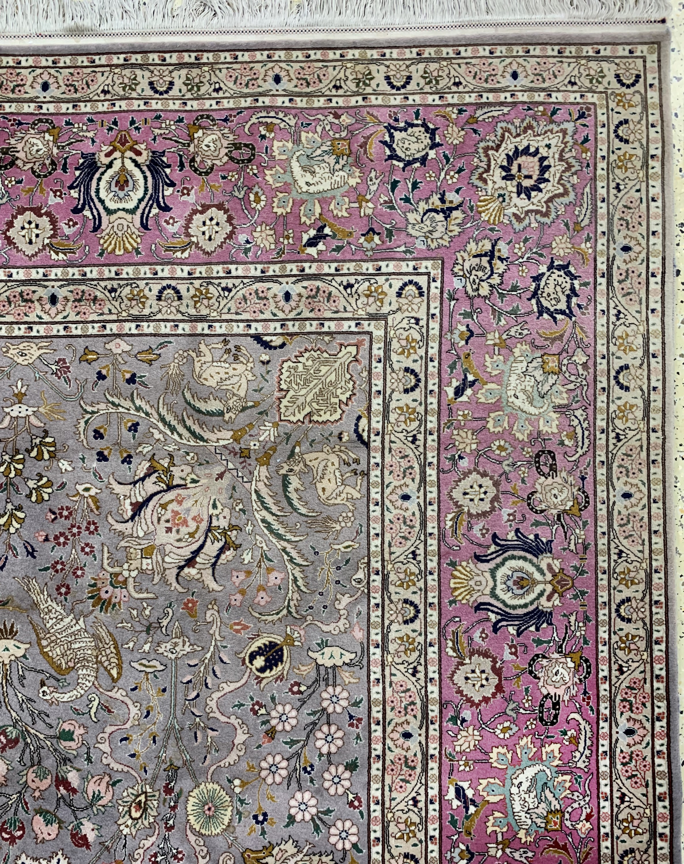 Detail f: Täbriz fein(50 Raj), Persien, Mitte 20.Jhd,Korkwolle auf Baumwolle, ca. 402 x 300 cm, ca.500.000 Kn/qm, verblasst, EHZ: 2