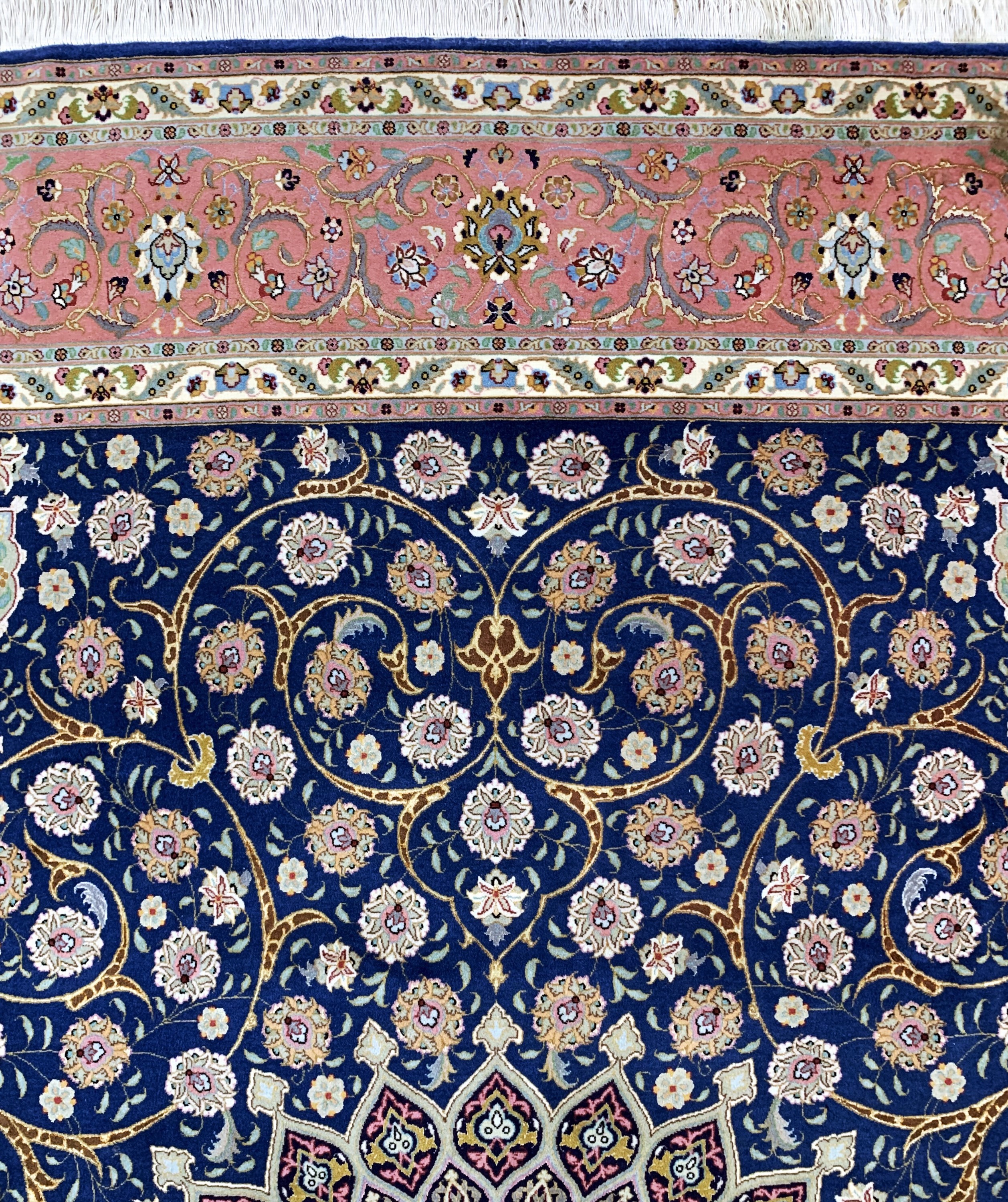 Detail f: Täbriz fein(50 Raj), Persien, Ende 20.Jhd, Korkwolle mit Seide, ca. 301 x 251 cm, ca. 500.000 Kn/qm, EHZ: 2