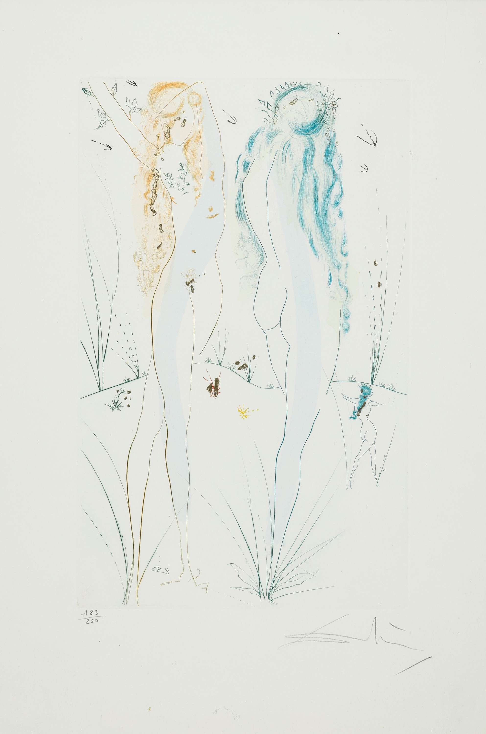 Salvador Dali, 1904-1989, Radierung auf Arches, "kehr zurück, Sulamit" aus der Serie "Das Hohe Lied Salomon", 1971, mit Pochoir ...