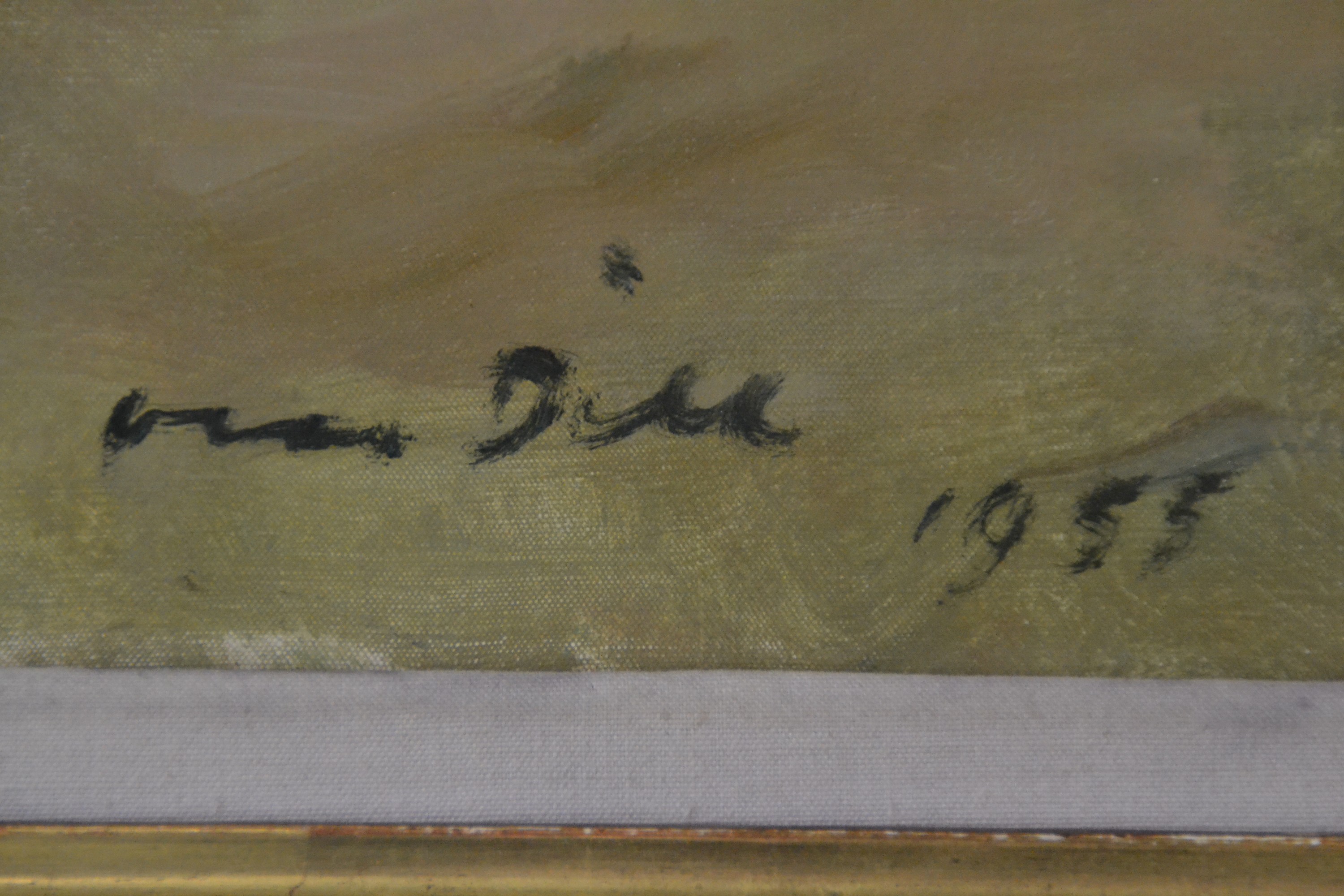 Detail a: Otto Dill, 1884 Neustadt/Wstr. - 1957 Bad Dürkheim, "Das Carussel der Carabinieri", Öl/Lwd, li. unten signiert, rückseitig Etikett mit ...
