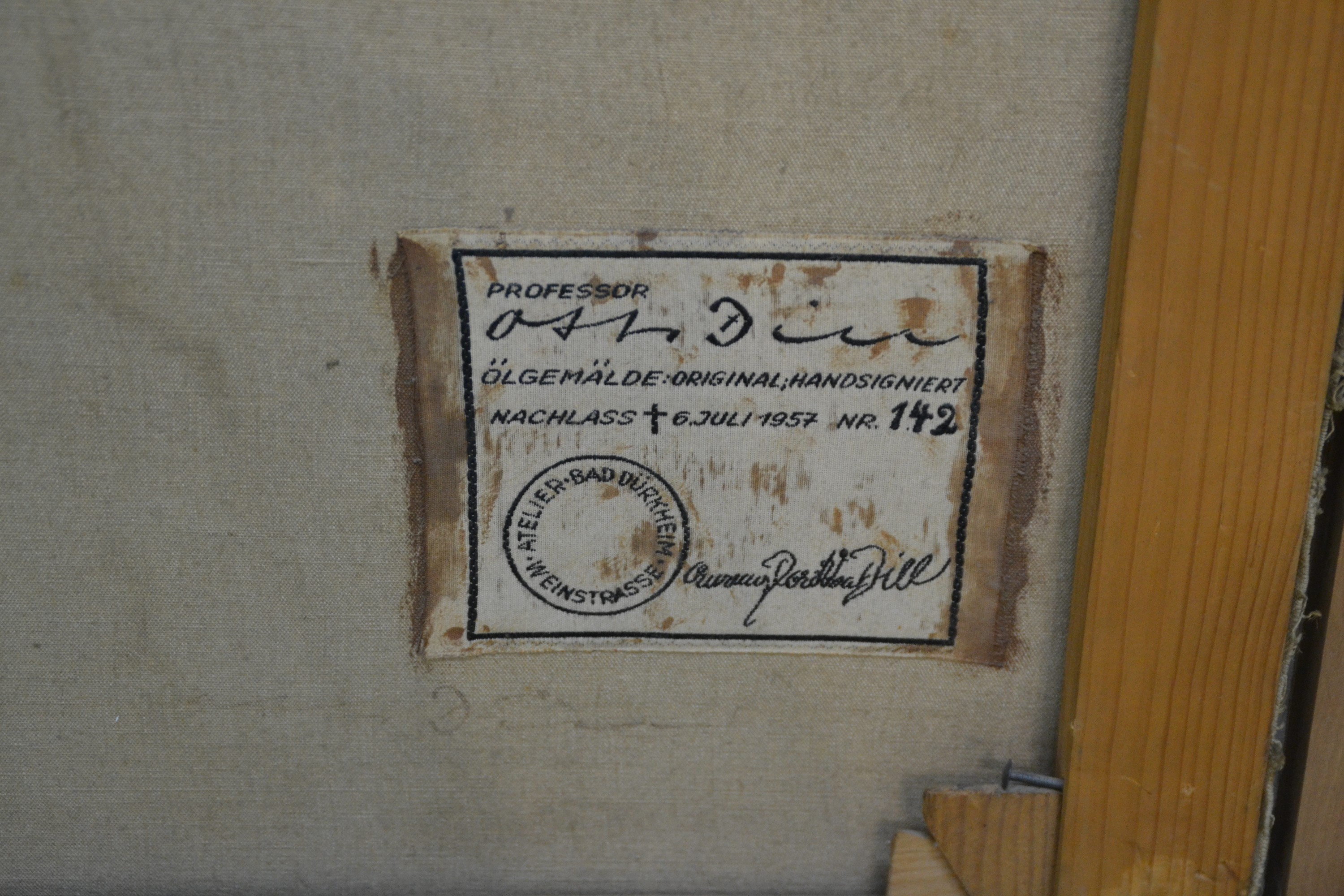 Detail c: Otto Dill, 1884 Neustadt/Wstr. - 1957 Bad Dürkheim, "Das Carussel der Carabinieri", Öl/Lwd, li. unten signiert, rückseitig Etikett mit ...