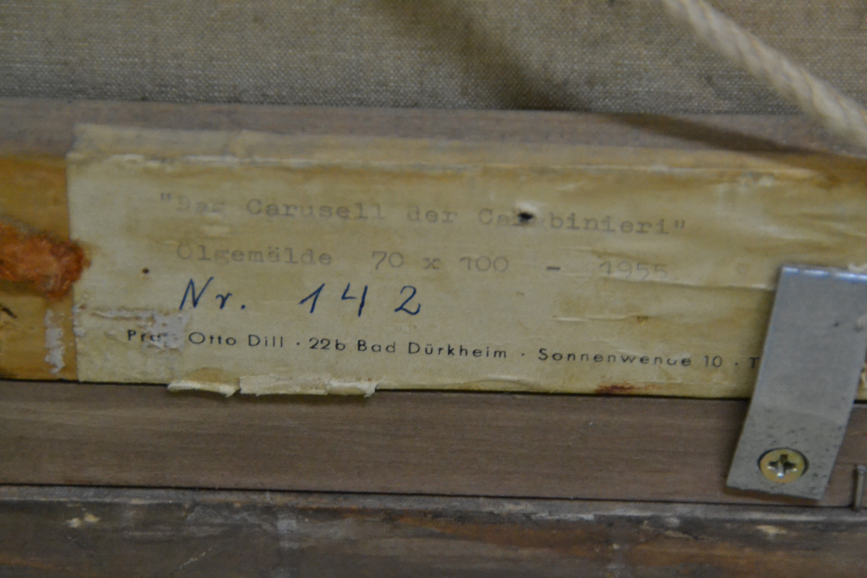 Detail d: Otto Dill, 1884 Neustadt/Wstr. - 1957 Bad Dürkheim, "Das Carussel der Carabinieri", Öl/Lwd, li. unten signiert, rückseitig Etikett mit ...