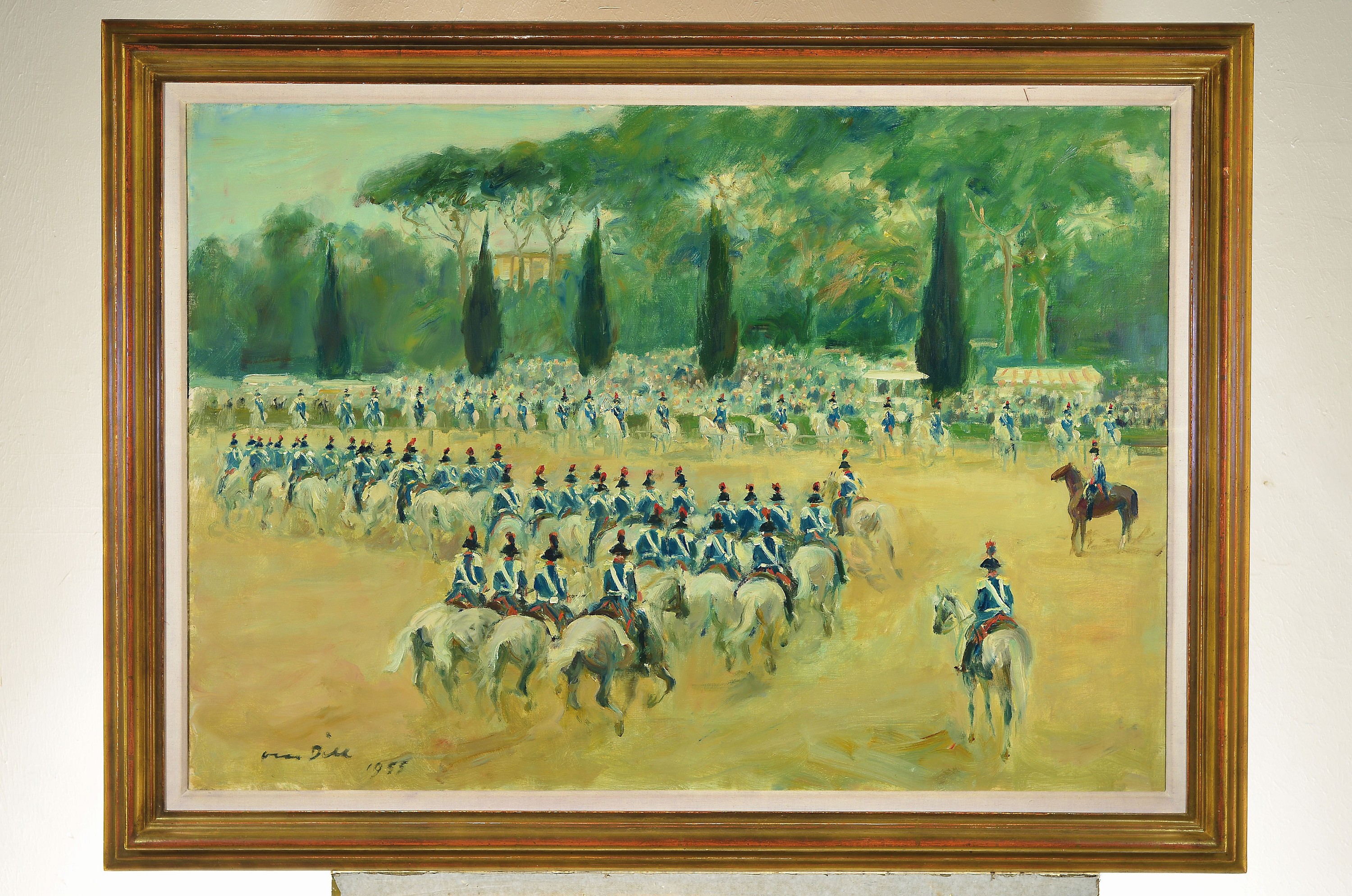 Detail k: Otto Dill, 1884 Neustadt/Wstr. - 1957 Bad Dürkheim, "Das Carussel der Carabinieri", Öl/Lwd, li. unten signiert, rückseitig Etikett mit ...