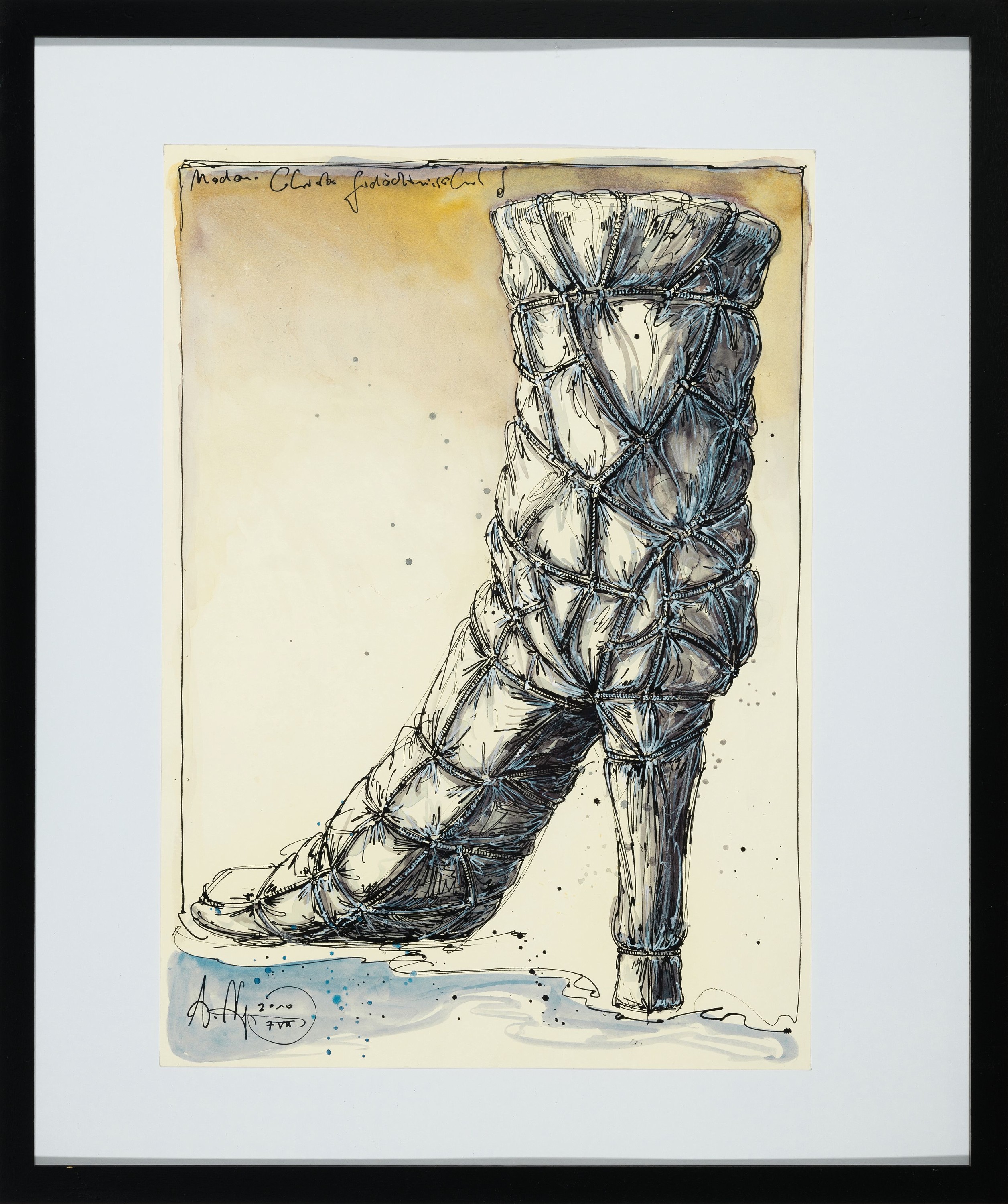 Detail k: Andreas Noßmann, geb. 1962, " Madame Christo Gedächtnisschuh", Tusche und Aquarell auf Papier, handsigniert und dat. 2010, ca. 48 x 33.5 ...