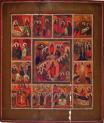 Image 2 Ikonen Ende 19.Jh., Marienikone Eleusa mit Silberoklad, gepunzt 84 Zolotniki, 27x22 ...