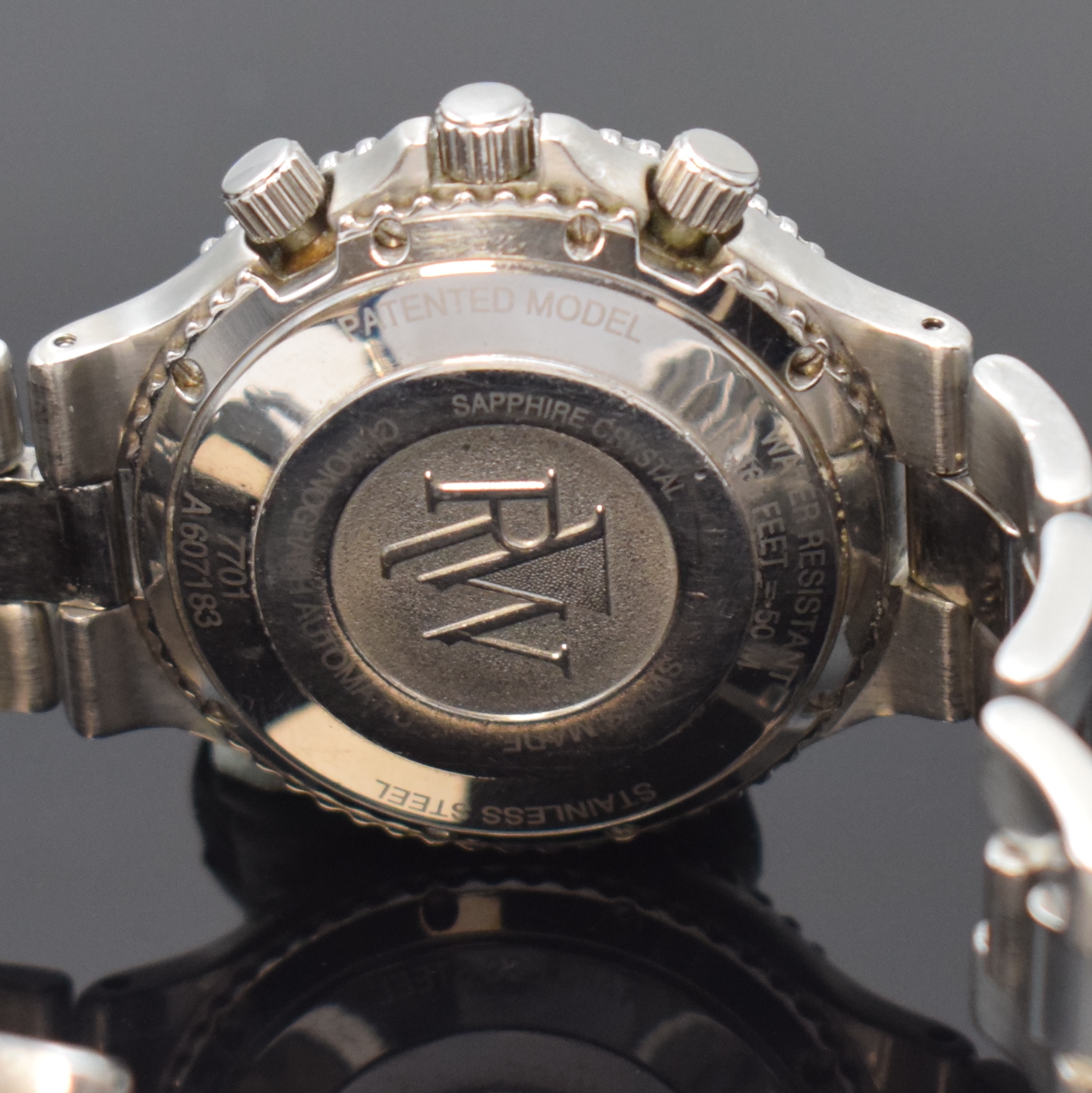 Detail d: RAYMOND WEIL Amadeus 200 Armbandchronograph in Stahl Referenz 7701, Schweiz um 1995, Automatik, orig. Gliederband m. dopp. Faltschl., Boden 8-fach ...