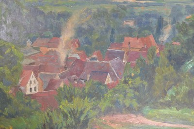 26888864b - Walter Lilie, 1876 Leipzig-1924 Schwetzingen , süddeutsche Landschaft, Blick in die ...