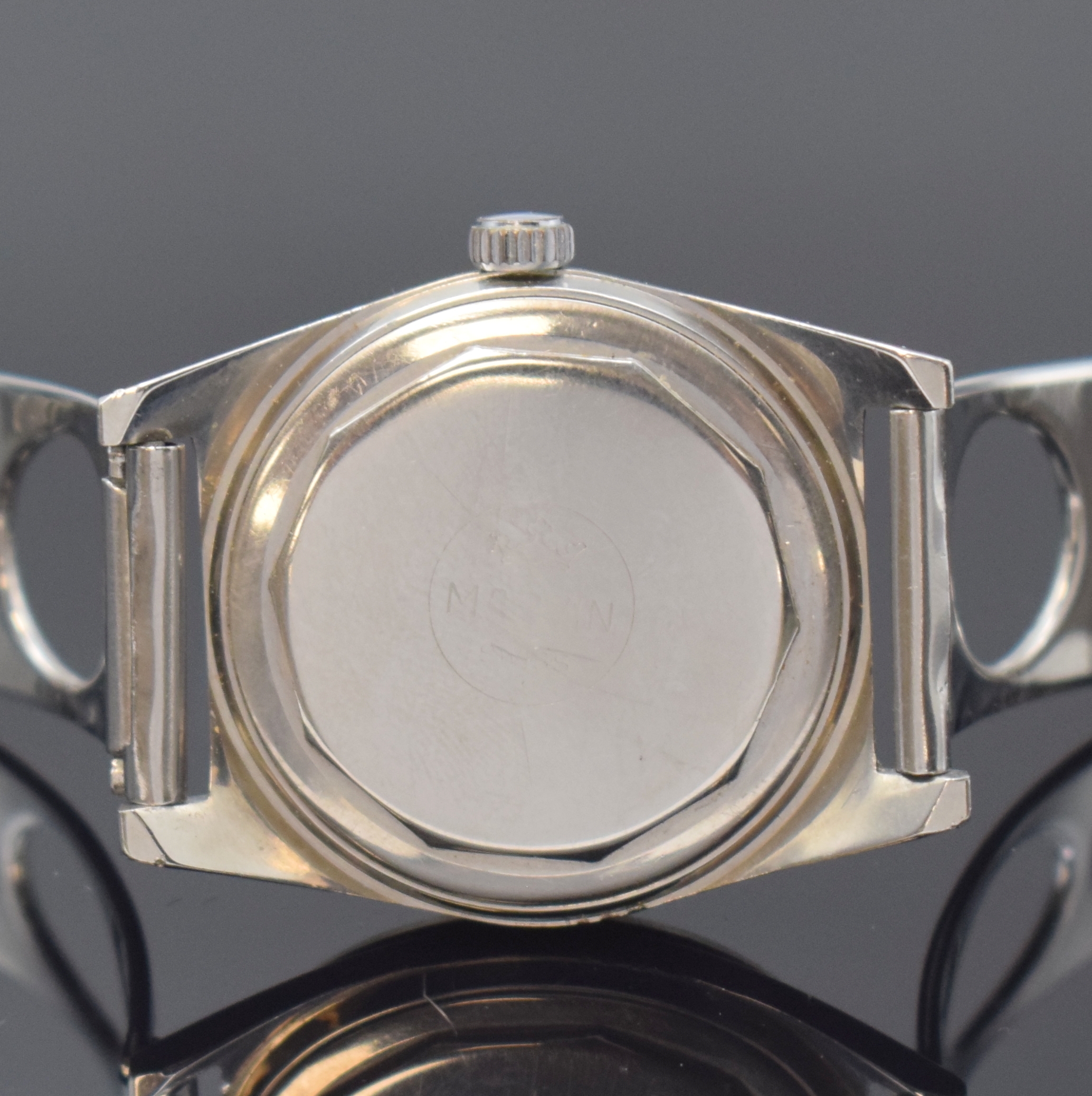 Detail c: MARVIN Flying Dutchman Hermetic Herrenarmbanduhr, Handaufzug, Schweiz um 1950, Edelstahlgeh. inkl. neutr. Gliederband, Boden verschr., Indexlünette, ...