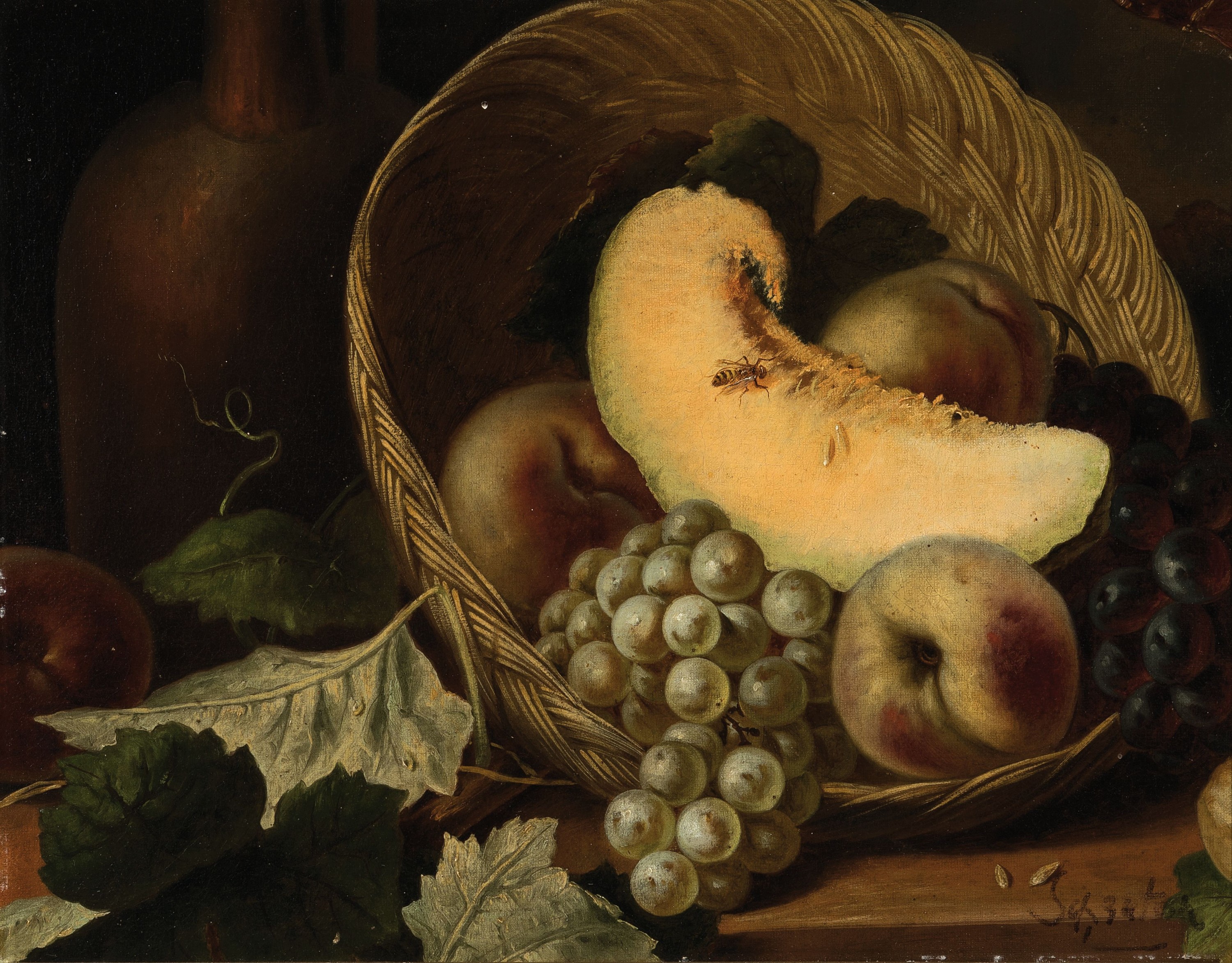 Henry Schouten, 1857-1927, Stillleben mit Früchten im Korb, Öl/Lwd/Holz, rechts unten signiert, ca. 35x41.5cm, R. ca. 51x60cm
