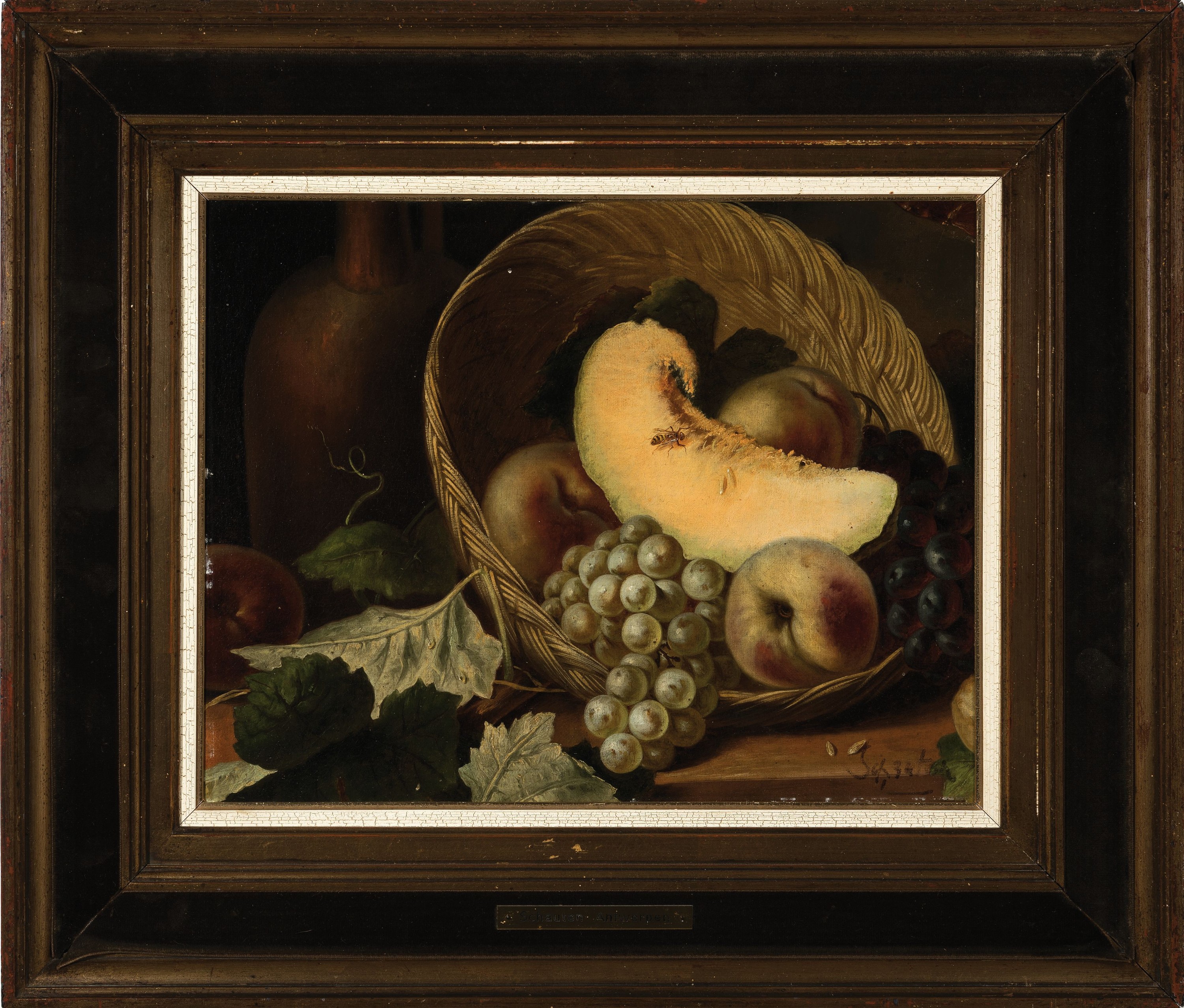 Detail k: Henry Schouten, 1857-1927, Stillleben mit Früchten im Korb, Öl/Lwd/Holz, rechts unten signiert, ca. 35x41.5cm, R. ca. 51x60cm