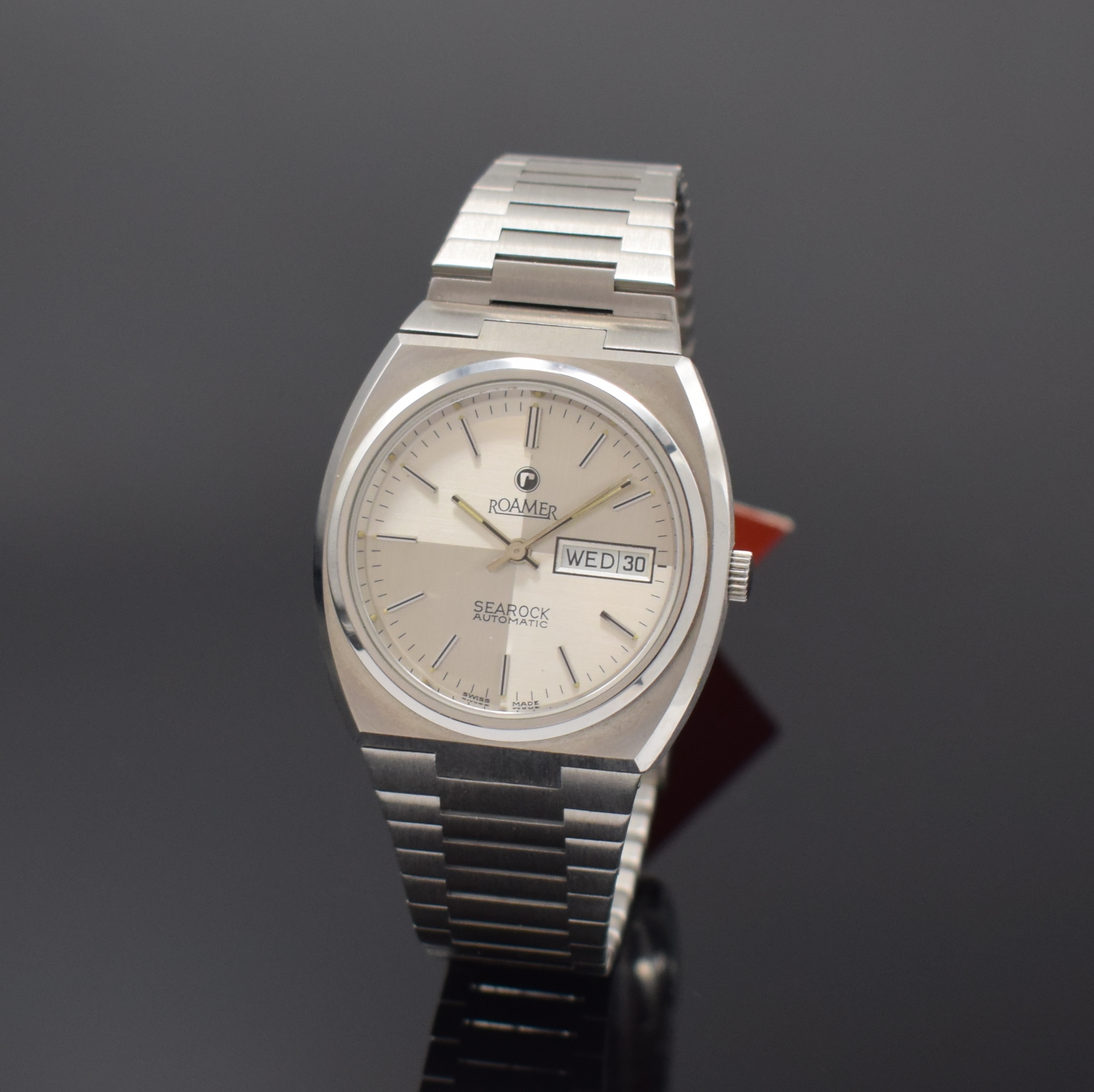 ROAMER Searock Automatic nahezu neuwertige Armbanduhr in Stahl/Stahlband, Schweiz um 1975, Automatik, verschr. Geh. m. integr. Band, Mineralglas, ...