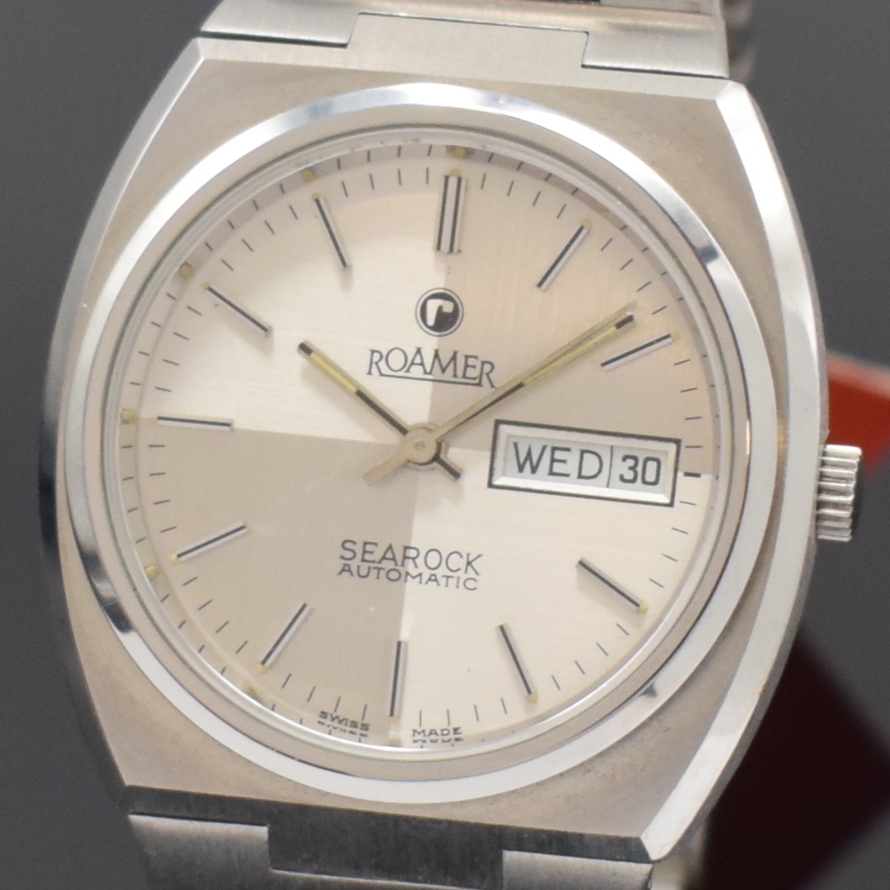 Detail a: ROAMER Searock Automatic nahezu neuwertige Armbanduhr in Stahl/Stahlband, Schweiz um 1975, Automatik, verschr. Geh. m. integr. Band, Mineralglas, ...