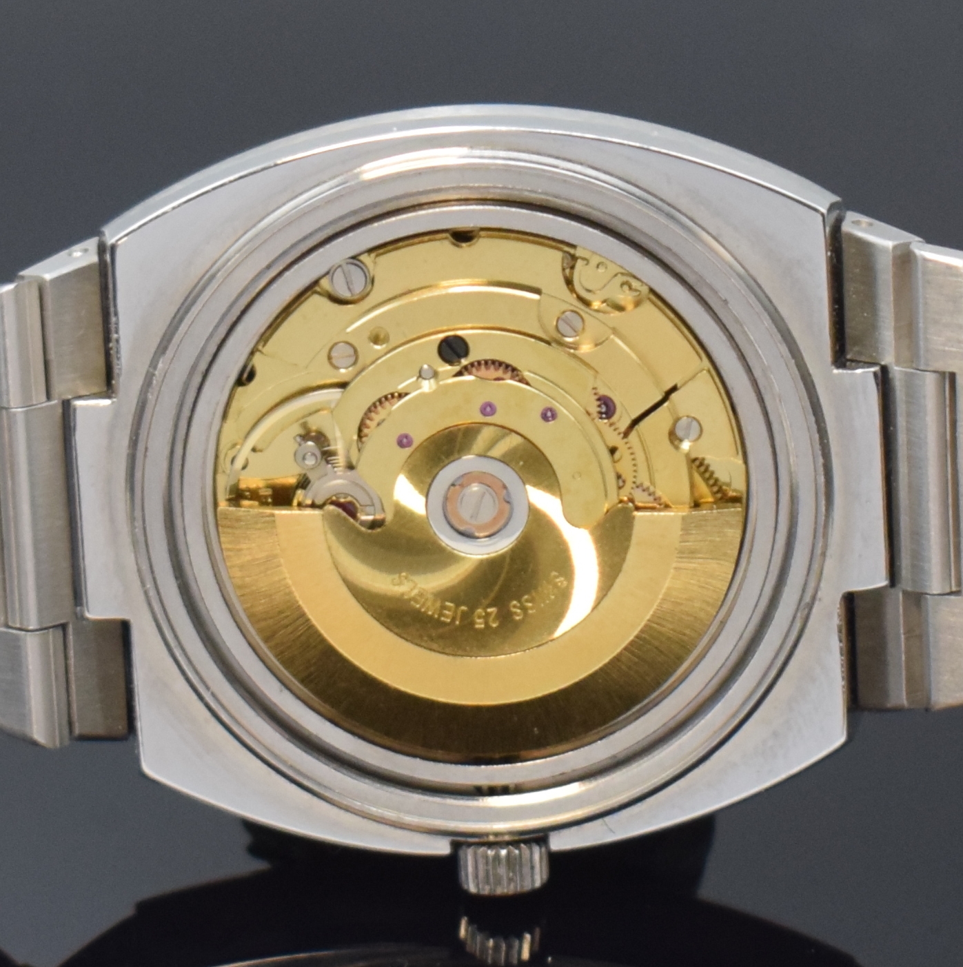 Detail f: ROAMER Searock Automatic nahezu neuwertige Armbanduhr in Stahl/Stahlband, Schweiz um 1975, Automatik, verschr. Geh. m. integr. Band, Mineralglas, ...