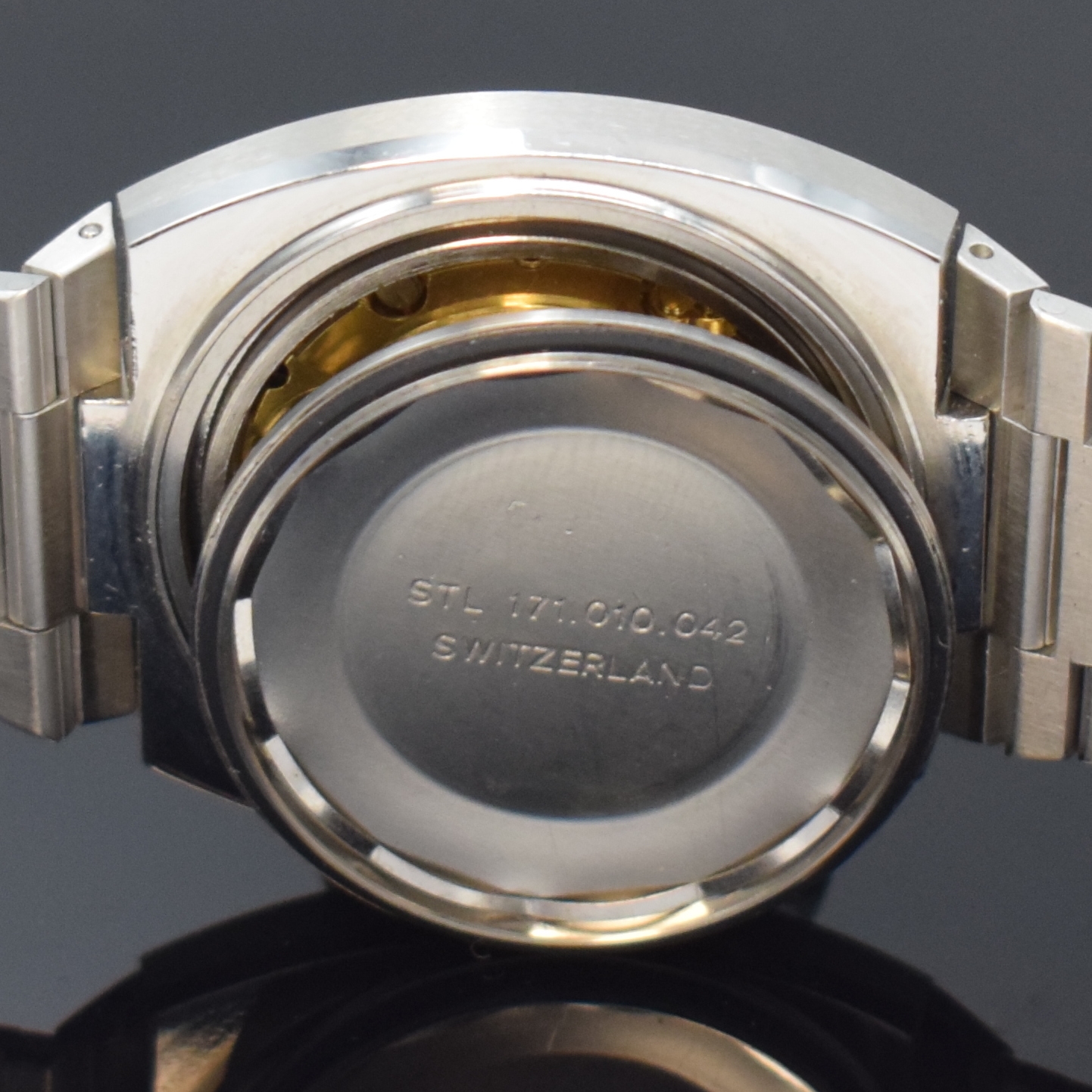 Detail g: ROAMER Searock Automatic nahezu neuwertige Armbanduhr in Stahl/Stahlband, Schweiz um 1975, Automatik, verschr. Geh. m. integr. Band, Mineralglas, ...