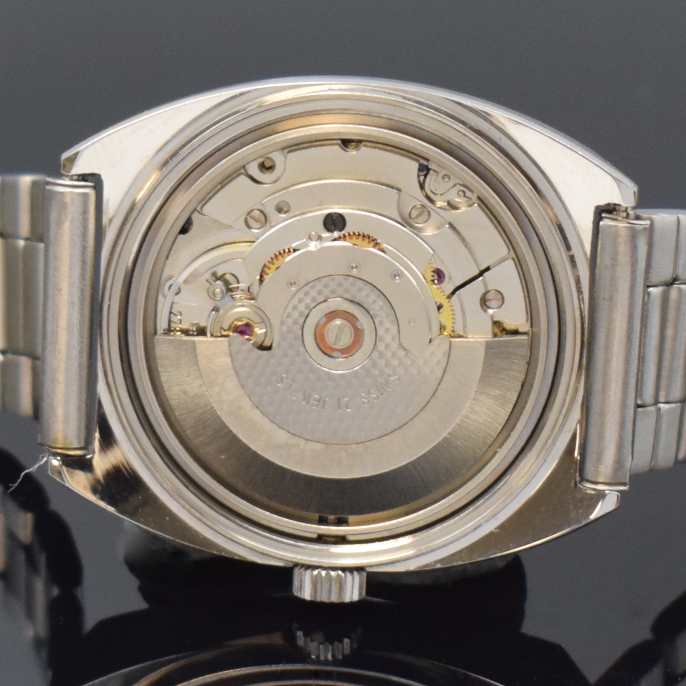 Detail f: ROAMER Searock Automatic nahezu neuwertige Armbanduhr in Stahl/Stahlband, Schweiz um 1970, Automatik, verschr. Geh., unsign. Stahlband, petrol-farb. ...