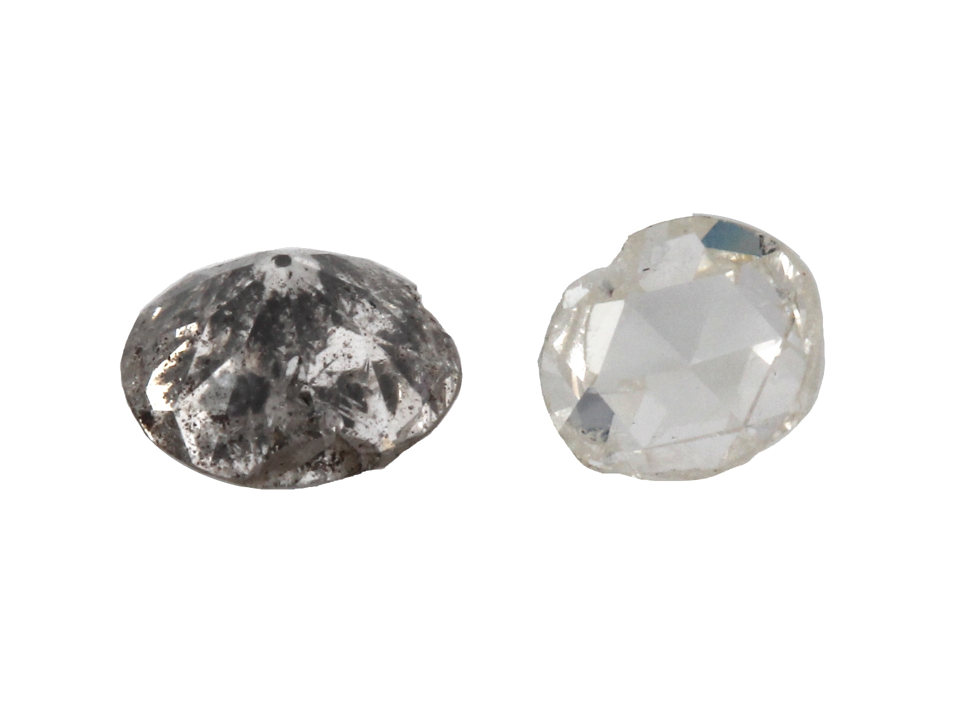 Detail a: Lot 2 lose Diamanten, 1 x 1 Altschliffdiamant ca. 0.83 ct l.get.Weiß/p 2, 1 Diamantrose ca. 0.41 ct, Ausfassware, Steine besch.