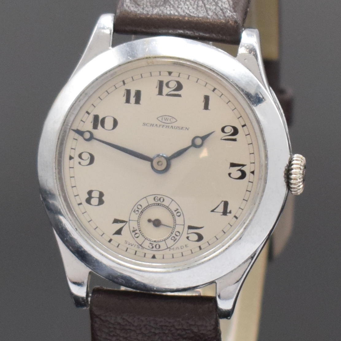 Detail a: IWC seltene und frühe Armbanduhr Kaliber 76 in Silber, Schweiz um 1928, Handaufzug, Scharniergeh. in Sterlingsilber, verchromt, Lünette aufgedr., ...