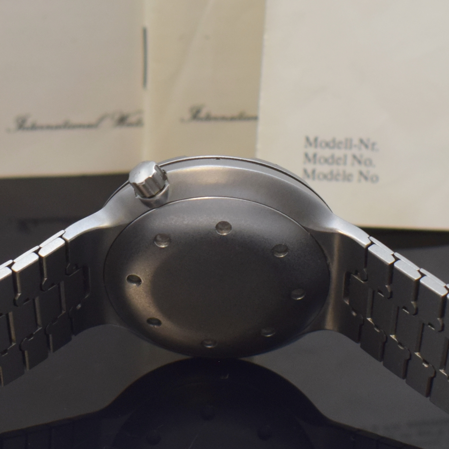Detail d: IWC Ocean 2000 Ref. 3500/3504 Taucheruhr in Titan mit Box und Papier, Schweiz lt. orig. Papier verk. 1986, Automatik, mattiertes Geh. m. integr. ...