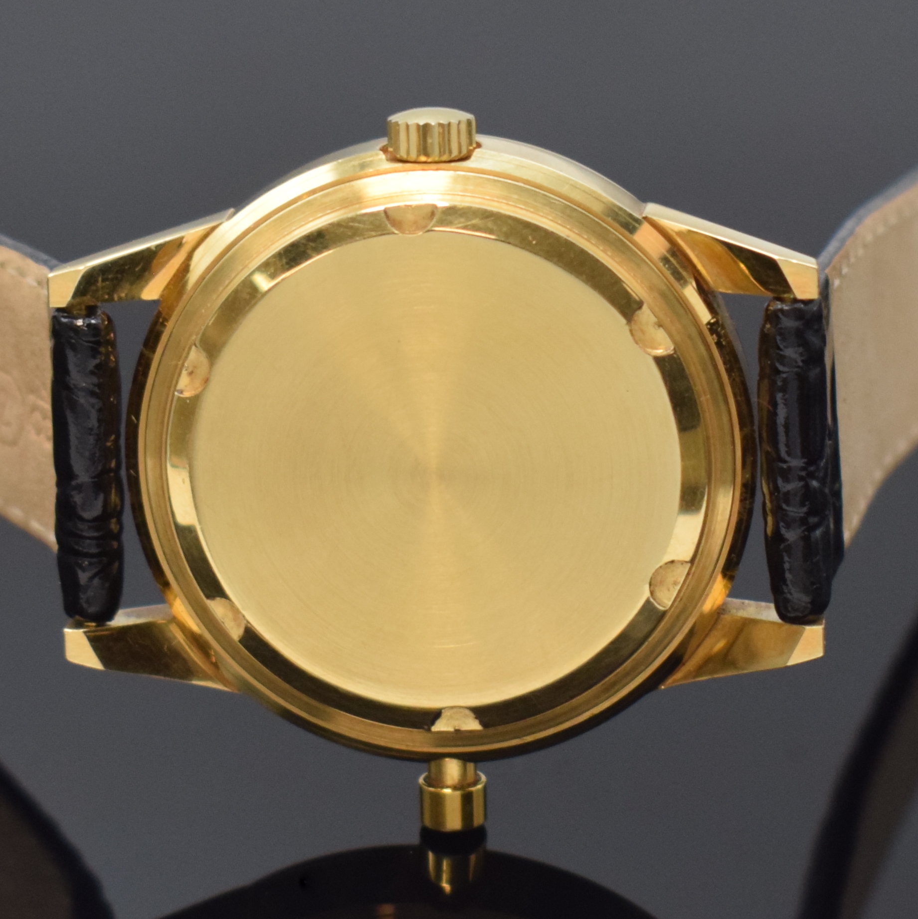 Detail d: ANGELUS Tinkler extrem seltene Armbanduhr mit 1/4-Repetition in GG 750/000, Schweiz um 1955, Automatik, späteres schweres Goldgeh., Boden verschr., ...