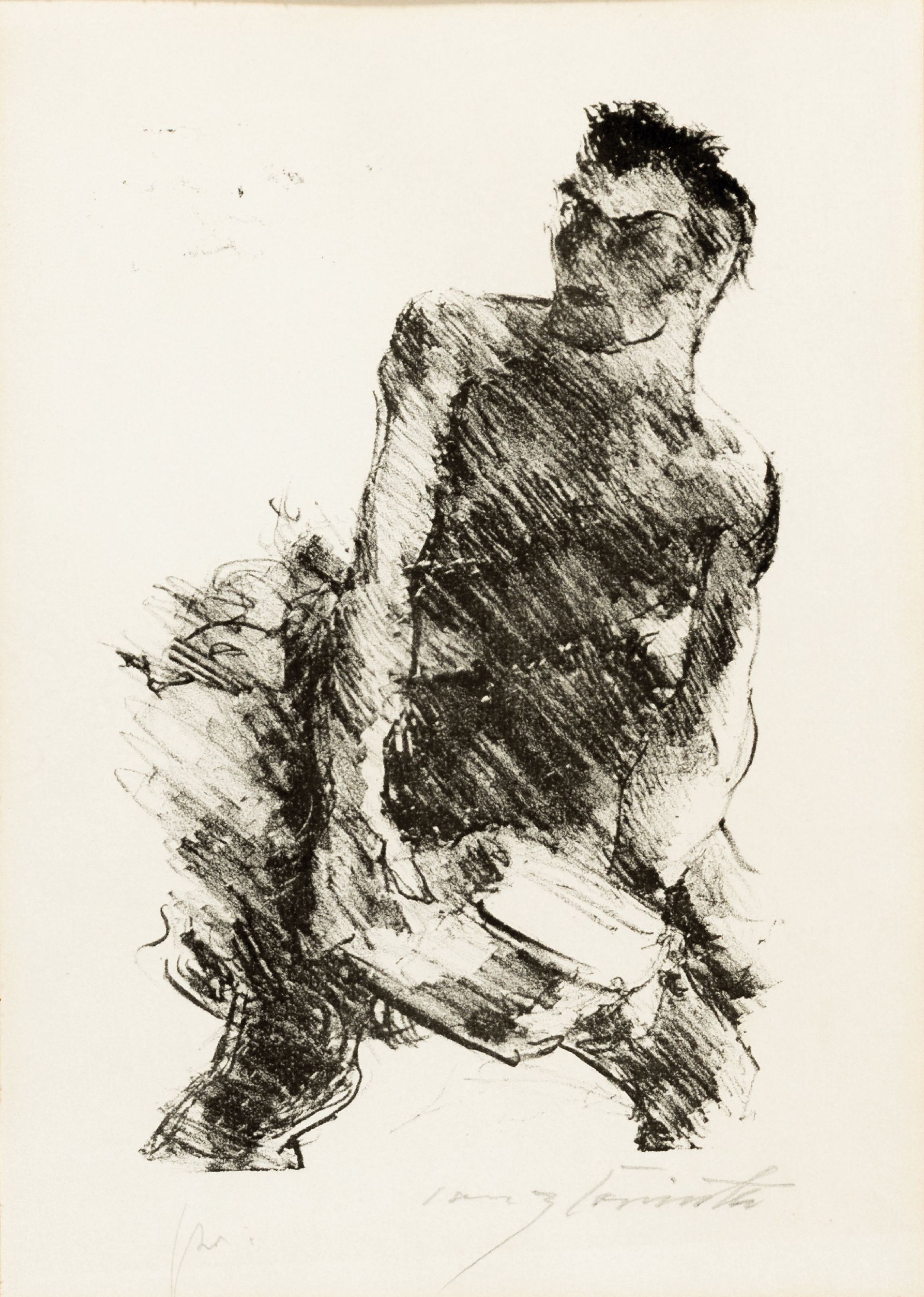 Lovis Corinth, 1858-1925, Kain, Lithographie von 1916, handsigniert, ca. 29x17cm, PP, u. Gl., R. ca. 60x51cm