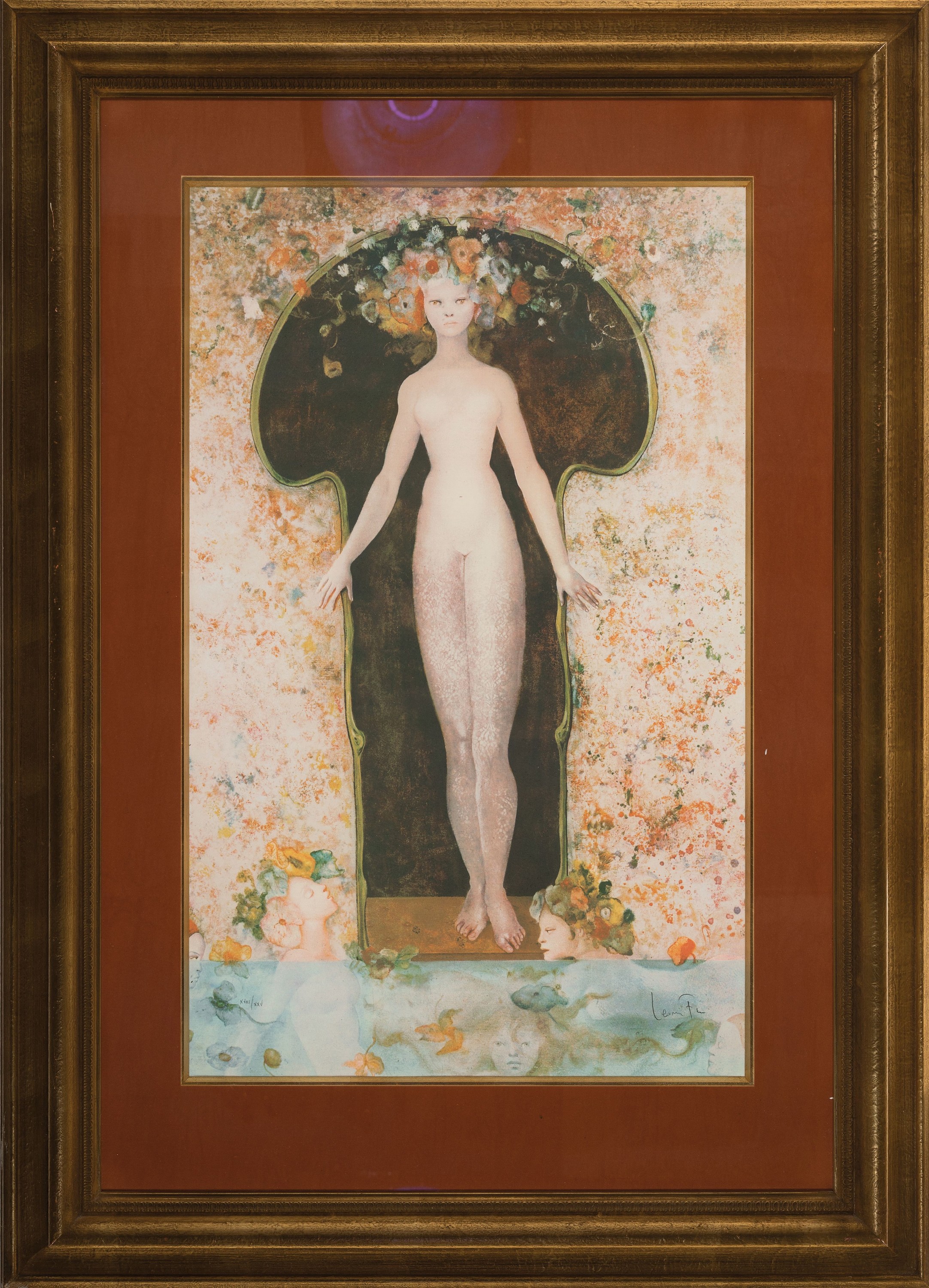 Detail k: Leonor Fini, 1907-1996, La Serrure, Farblithographie, handsigniert und num. XVIII/XXV, ca. 74x45cm, PP, u.Gl., R. ca. 106x77cm