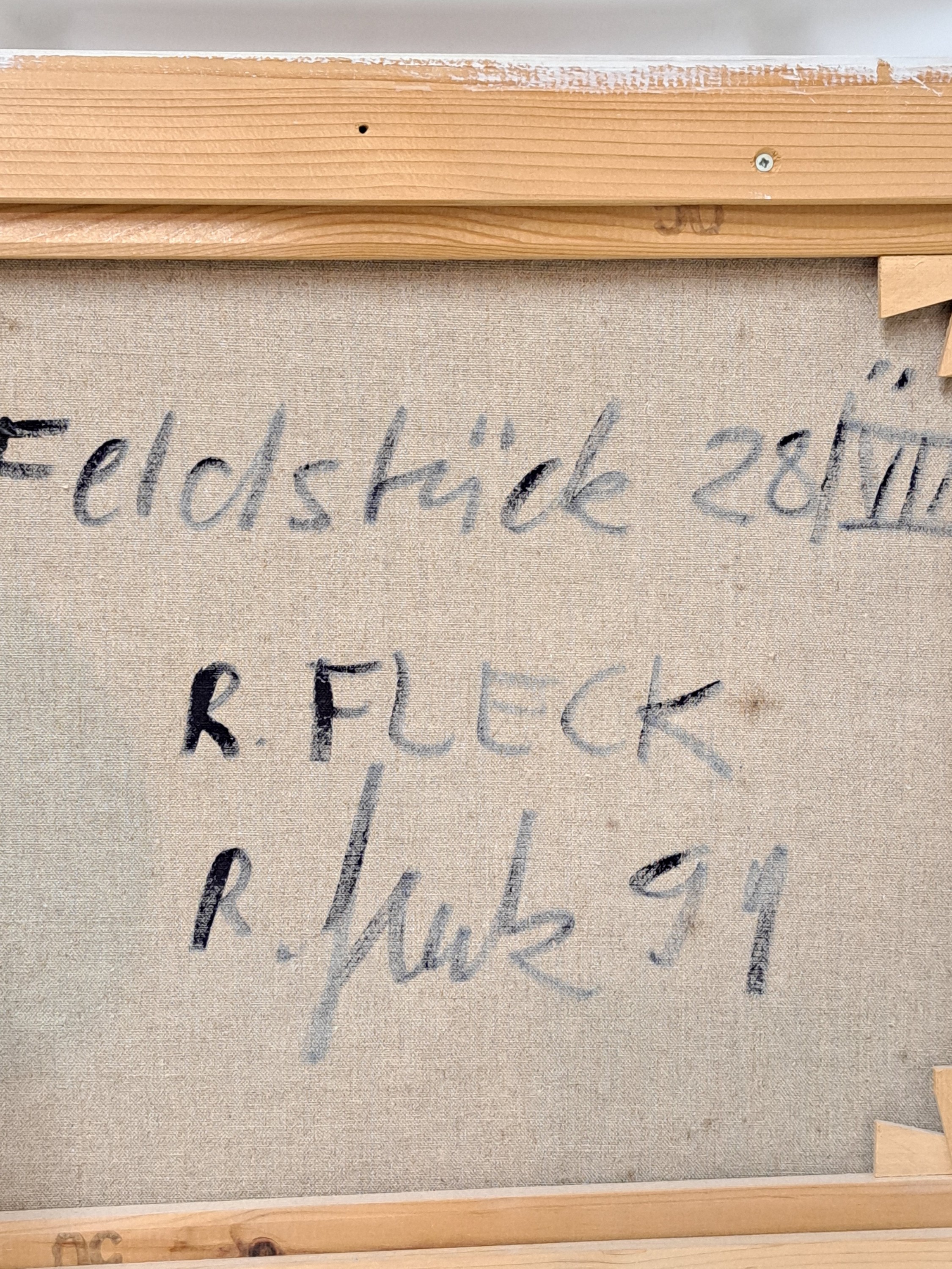 Detail v: Ralph Fleck, geb. 1951 Freiburg im Breisgau,Feldstück 28/VII, Öl/Lwd, rückseitig signiert,betitelt und dat. 91, expressiver pastoser Farbauftrag, ...