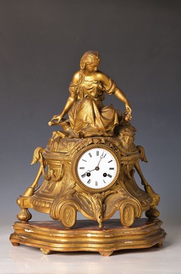 Image 26889014 - Pendule, Frankreich um 1870, Bronzegehäuse, mit Figurenbekrönung mit Sockel, ...