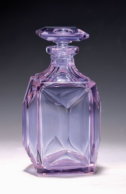 Image 26889031 - Karaffe, Moser Karlsbad, aquamarinblaues Glas facettiert, H. ca. 16.5cm