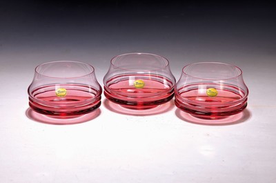 Image 26889042 - 6 Gläser für Bowle oder Kompott, Moser Karlsbad, rosafarbenes Glas dreifach ...