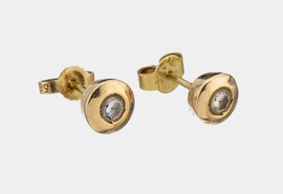 Image Paar 14 kt Gold Brillant-Ohrstecker, GG 585/000, 2 Brillanten zus. ca. 0.30 ct ...