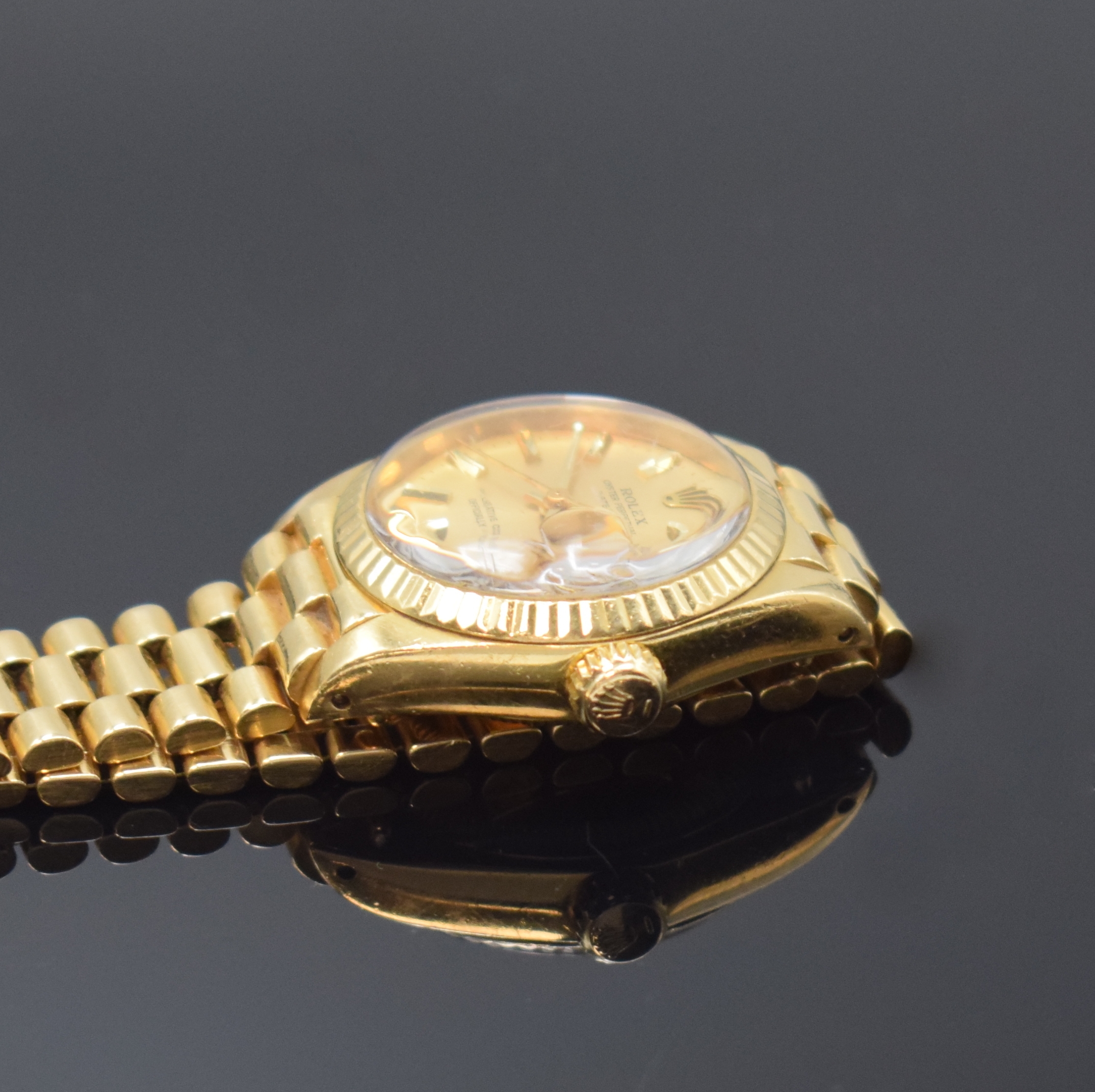 Detail d: ROLEX Oyster Perpetual Datejust Damenarmbanduhr in GG 750/000 Referenz 6917,Schweiz um 1980, Automatik, Chronometer der Superlative inkl. ...