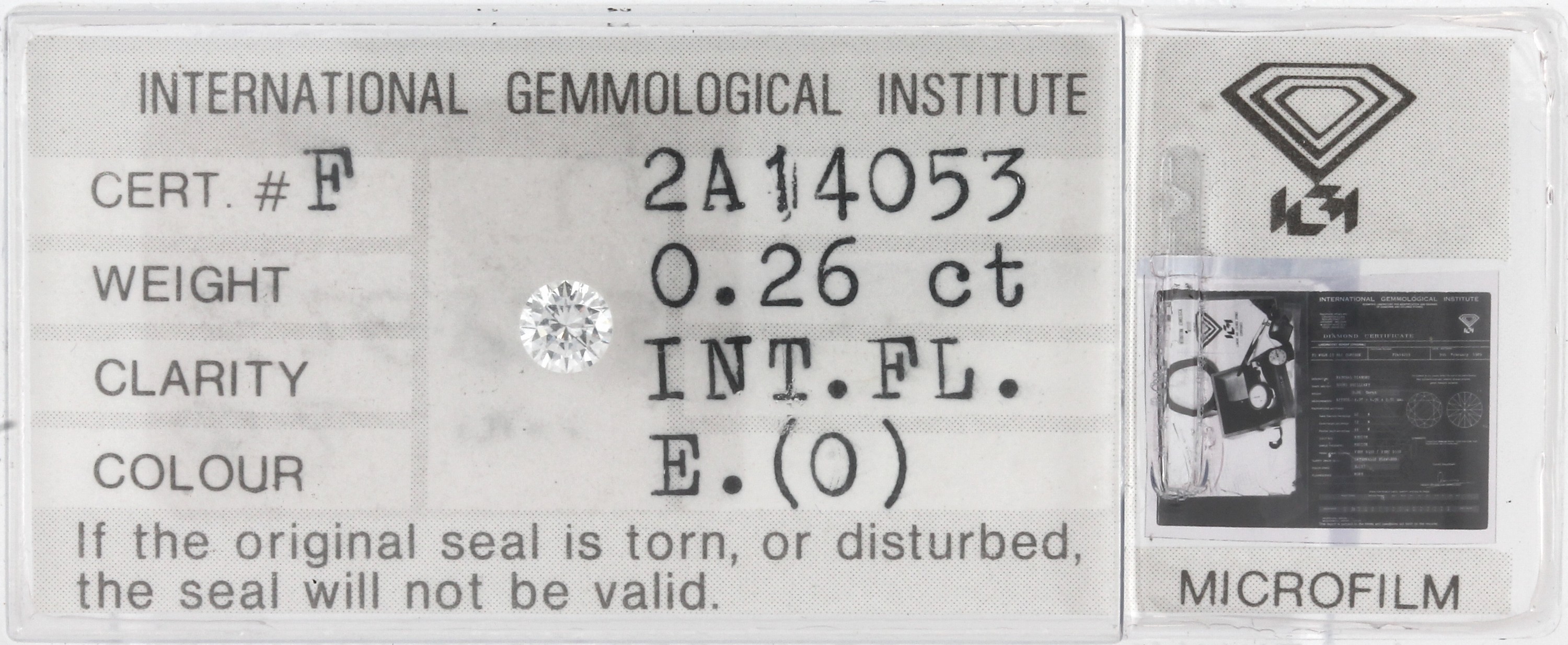 Loser Brillant ca. 0.26 ct hochfeines Weiß (E)/lupenrein, verschweißt, ohne Zertifikat