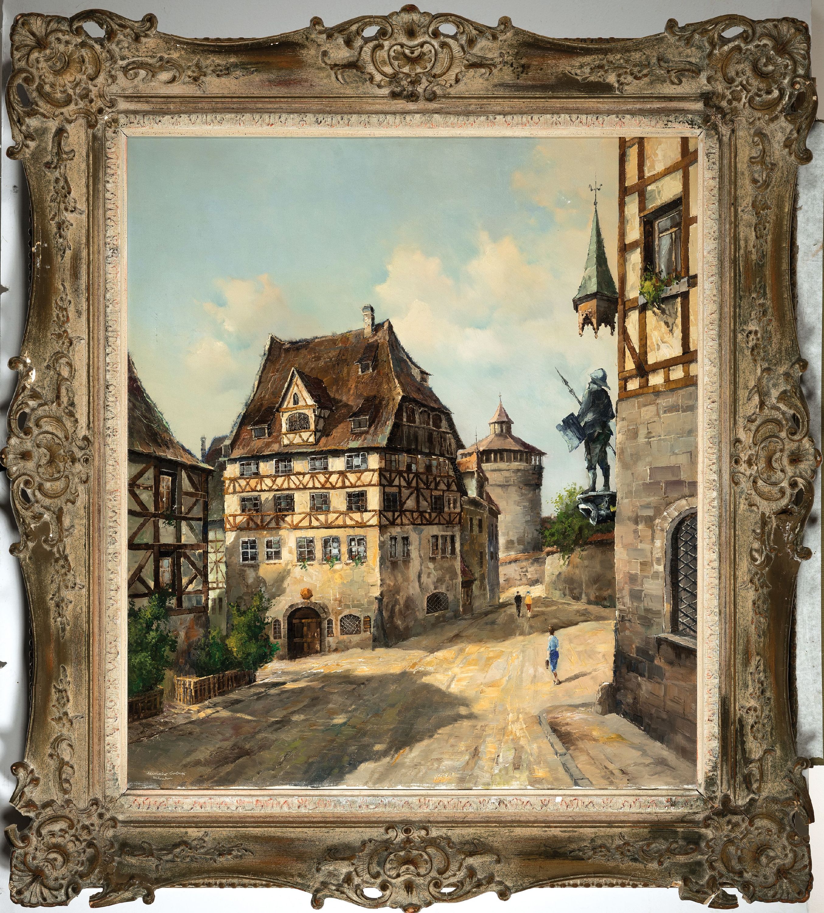 Detail k: Alexander Cordner, Münchener Maler der 1. Hälfte des 20. Jh. Das Dürerhaus in Nürnberg, Öl/Lwd, links unten sign. und bez.: München,m. R. ca. ...