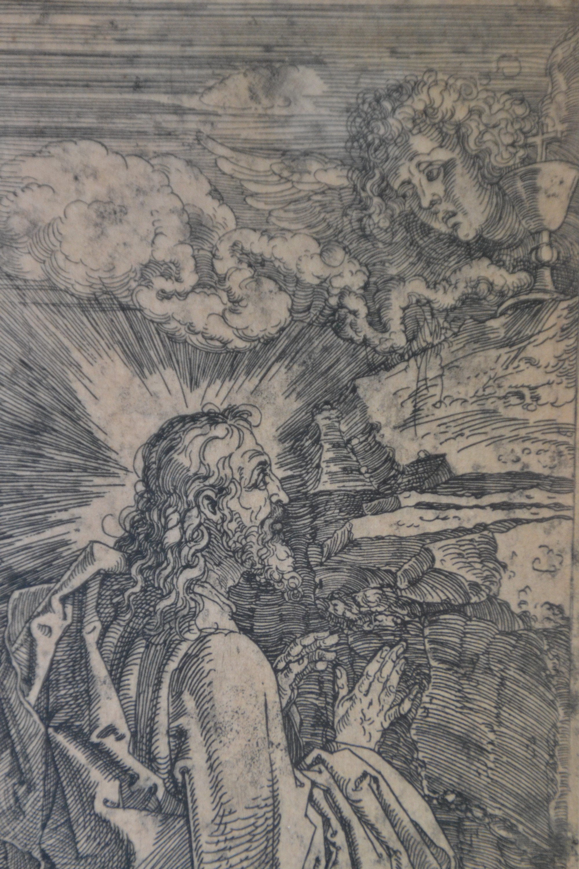 Detail b: Nach Albrecht Dürer (1471-1528), Abzug des 18./19. Jh., Eisenradierung, "Christus am Ölberg" (1515), Monogramm und Datierung im Druck, ...