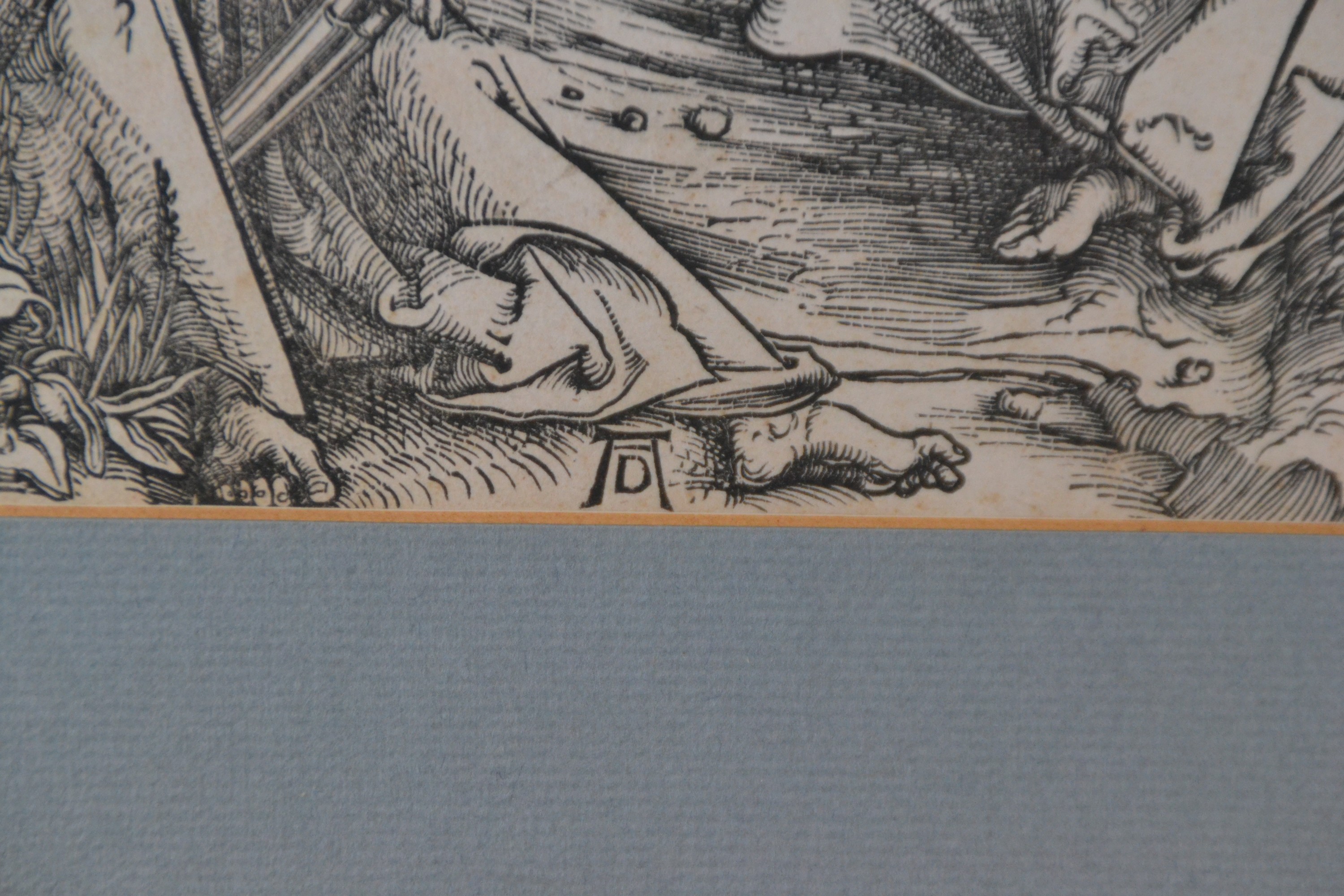 Detail a: Nach Albrecht Dürer (1471-1528), Abzug der 18./19.Jh., Holzschnitt, "Christus am Ölberg" Blatt 3 aus der großen Passion (1496/97), ...
