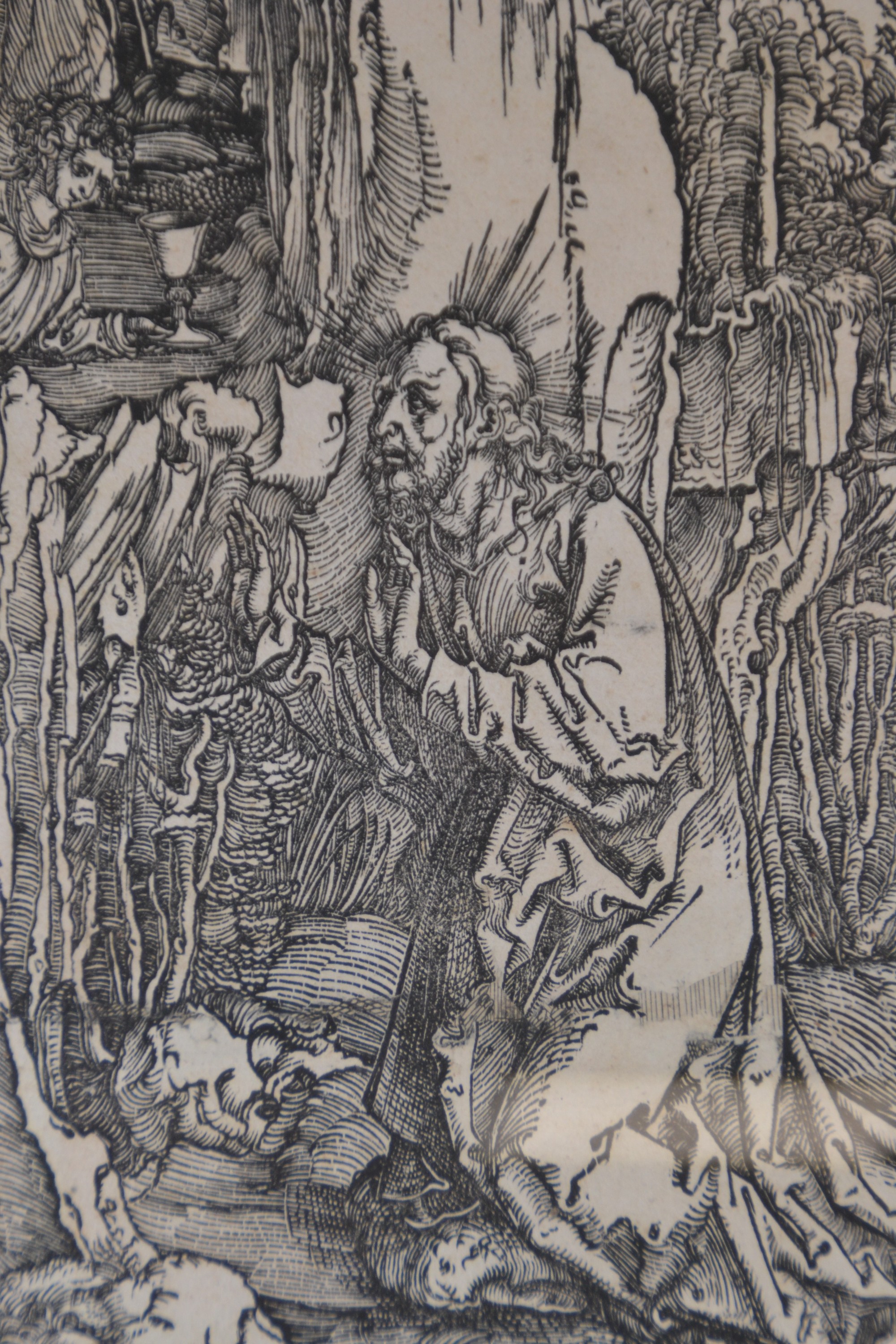 Detail b: Nach Albrecht Dürer (1471-1528), Abzug der 18./19.Jh., Holzschnitt, "Christus am Ölberg" Blatt 3 aus der großen Passion (1496/97), ...