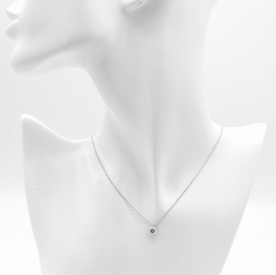 26890148a - Collier mit Brillantsolitär, WG 750/000, Brill. ca. 0.75 ct Weiß/si mit ...