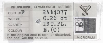 Image Loser Brillant ca. 0.26 ct Hochfeines Weiß (E)/lupenrein, verschweißt, IGI ...