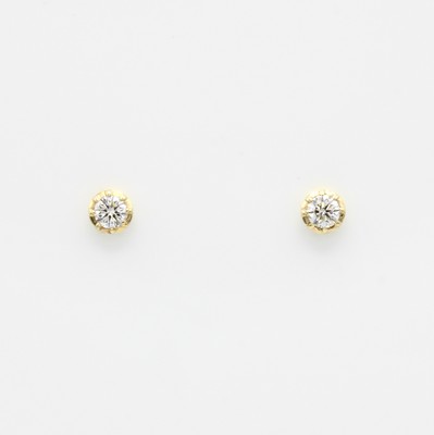 Image 26890182 - Paar Ohrstecker mit Brillantsolitären, GG 750/000, 2 Brill. zus. ca. 0.25 ct ...