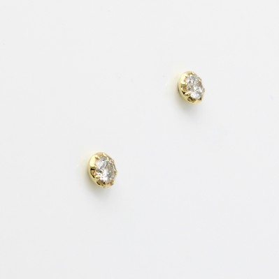 26890182a - Paar Ohrstecker mit Brillantsolitären, GG 750/000, 2 Brill. zus. ca. 0.25 ct ...