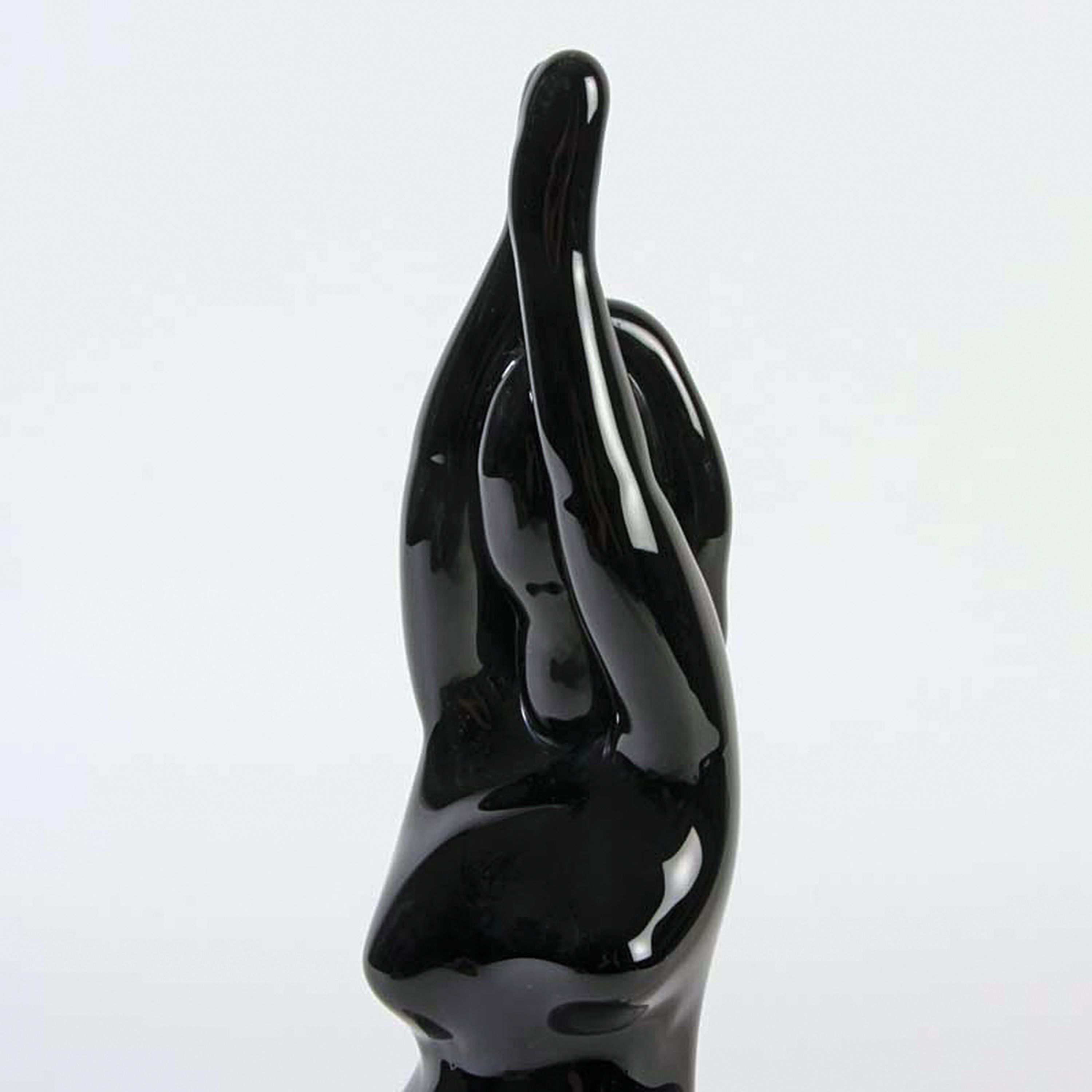Detail a: Glasskulptur weiblicher Akt, Alfredo Barbini, Murano, 1980er-Jahre, farbloses und schwarzrot eingefärbtes Glas, orig. Aufkleber und signiert, H.27 cm