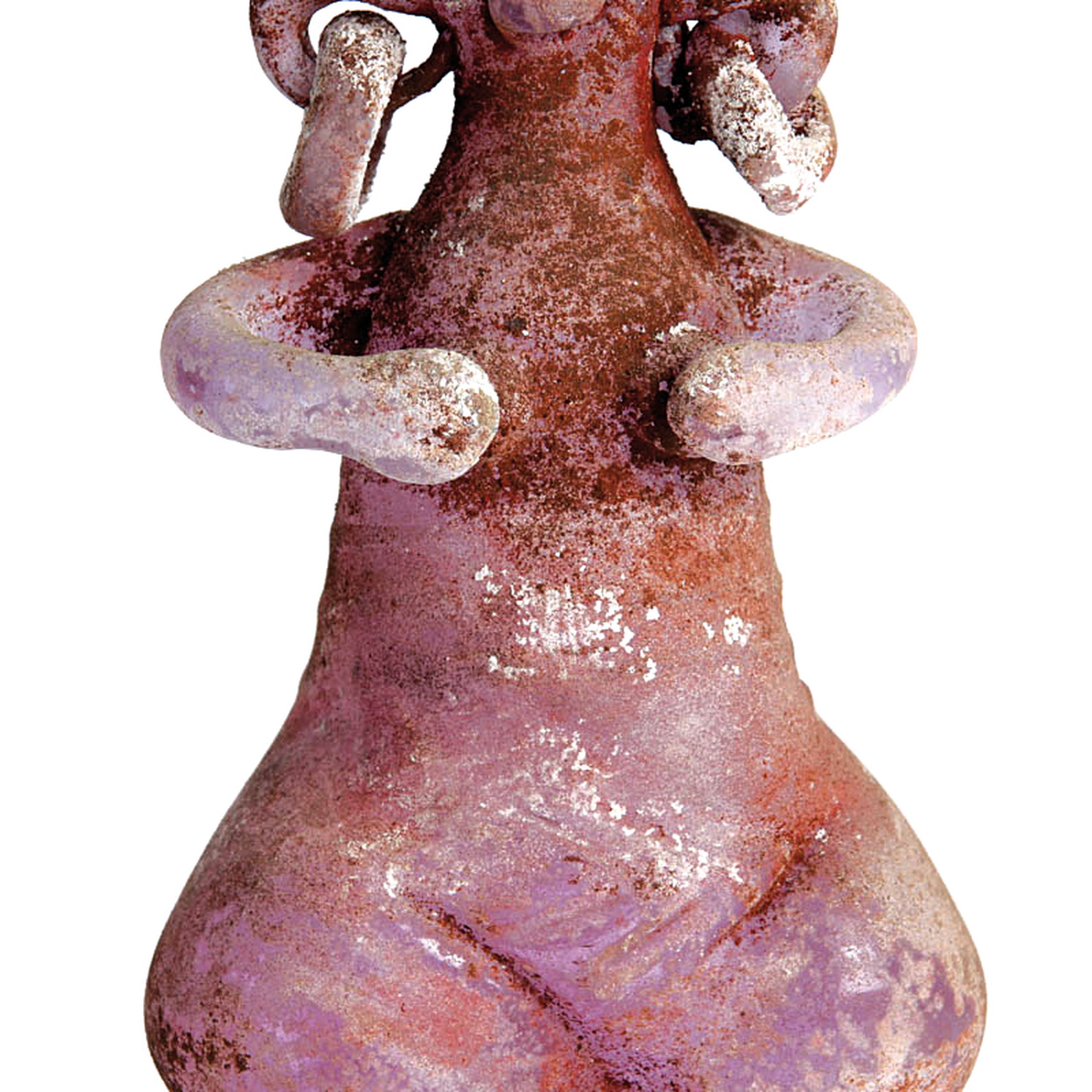 Detail b: Vetro A Scavo-Skulptur Groteske, Ermanno Nason für Cenedese, Murano, Neodymiumglas, Vetro a Scavo-Technik mit rötlicher Aschepatina, H. 23 cm