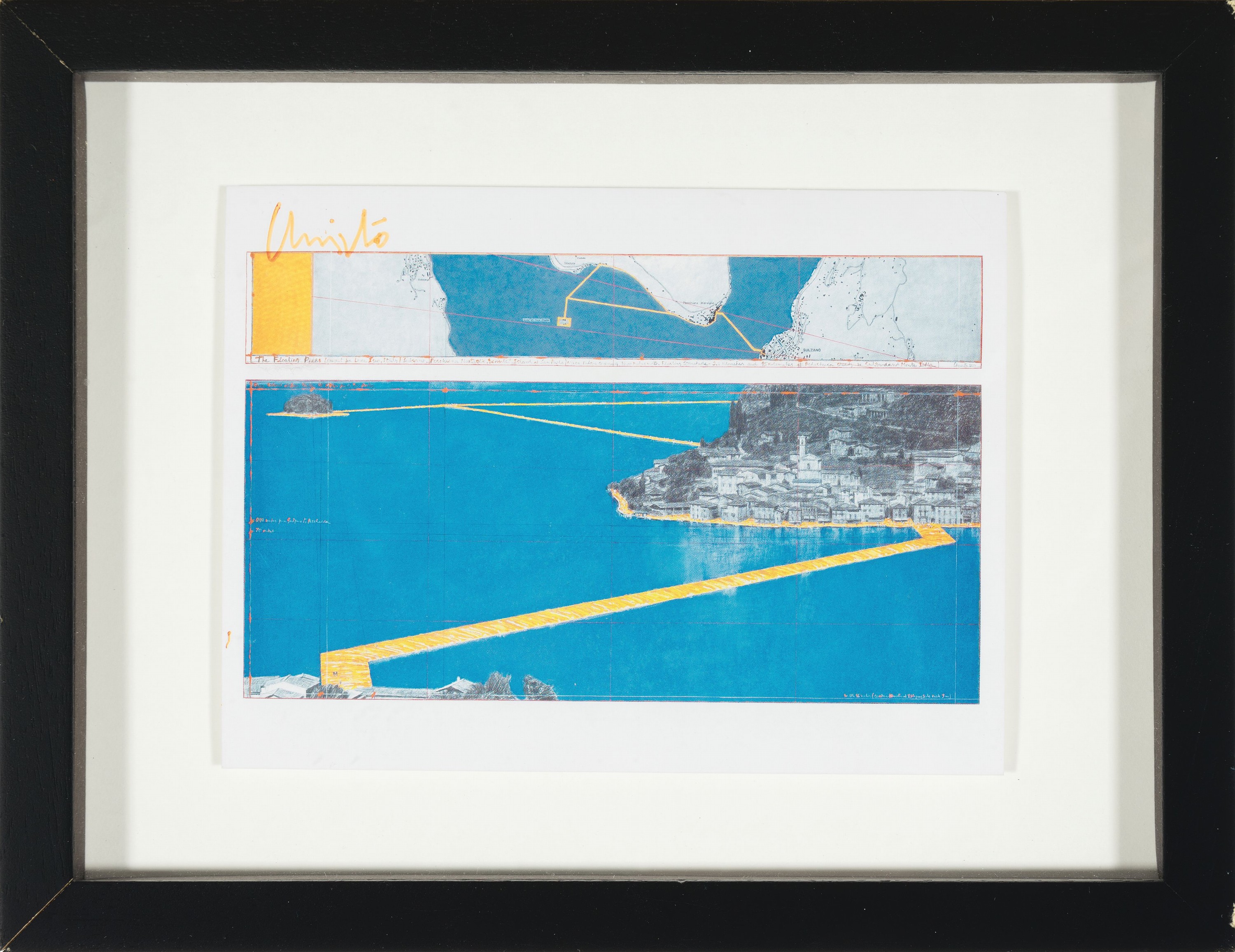 Detail k: Christo , 1935-2020, Projekt "Floating Piers", handsign., unter Glas gerahmt