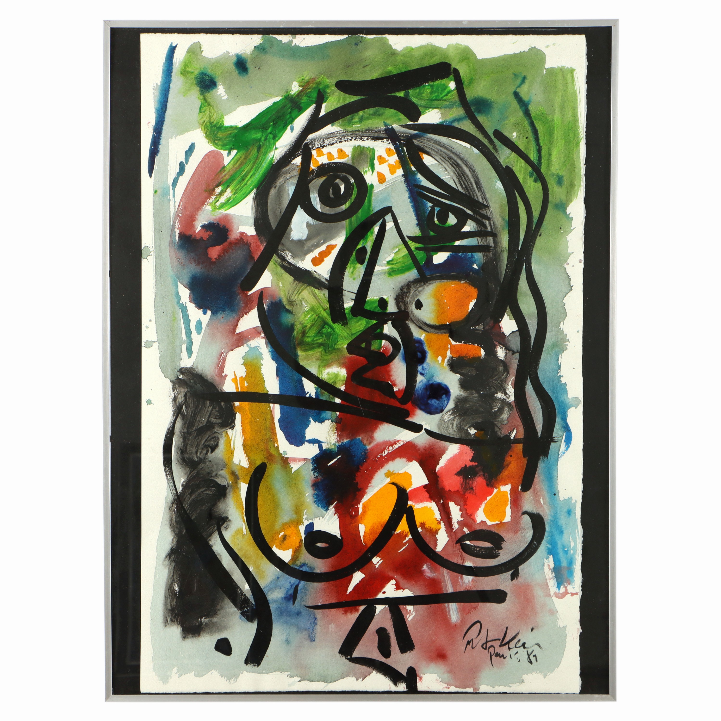 Image 26890429 - Peter Robert Keil, 1989, Paris, ohne Titel, ca. 80x60 cm, signiert u. datiert, Gouache ...