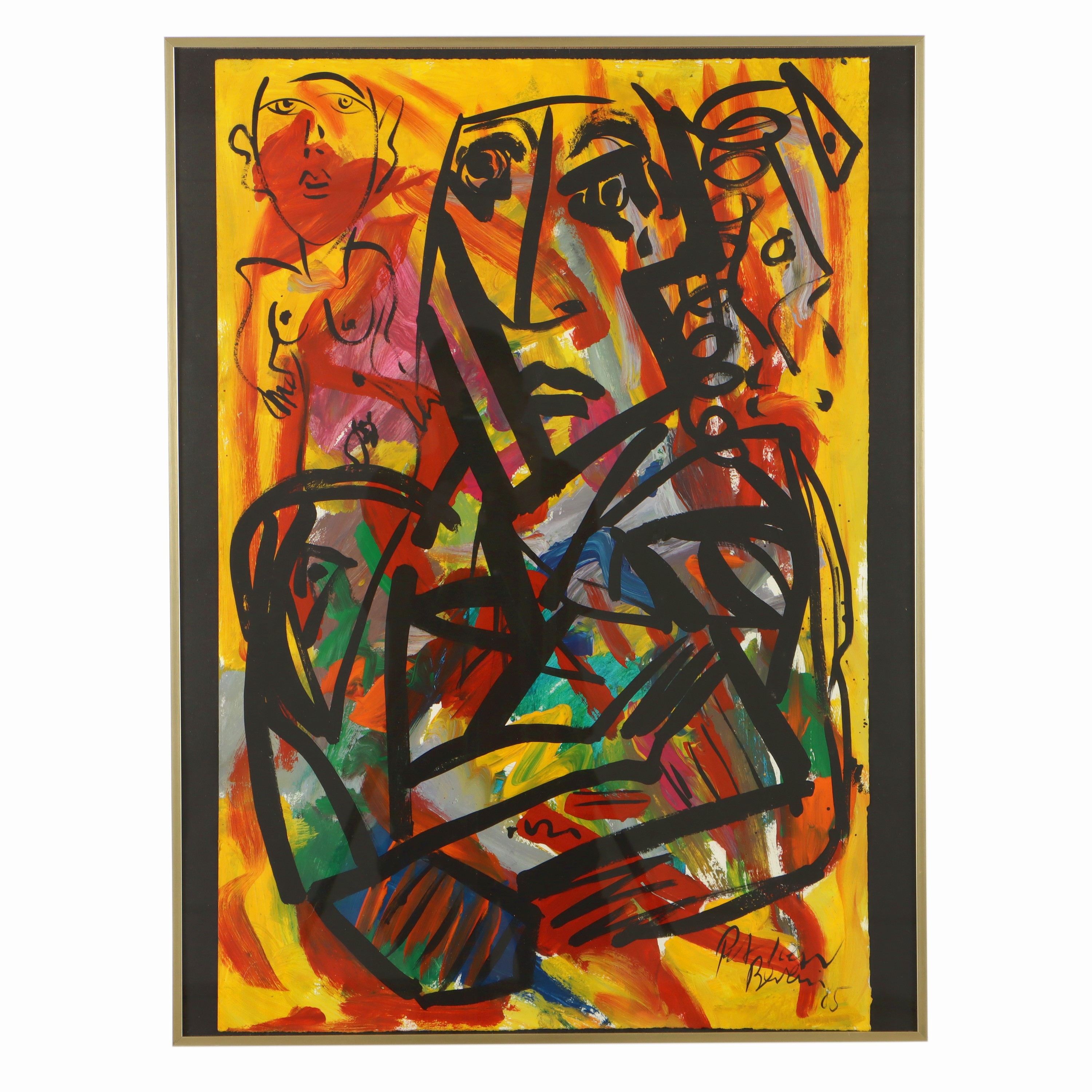Image 26890432 - Peter Robert Keil, 1985, Berlin, ohne Titel, ca. 80x60 cm, signiert u. datiert, Gouache ...