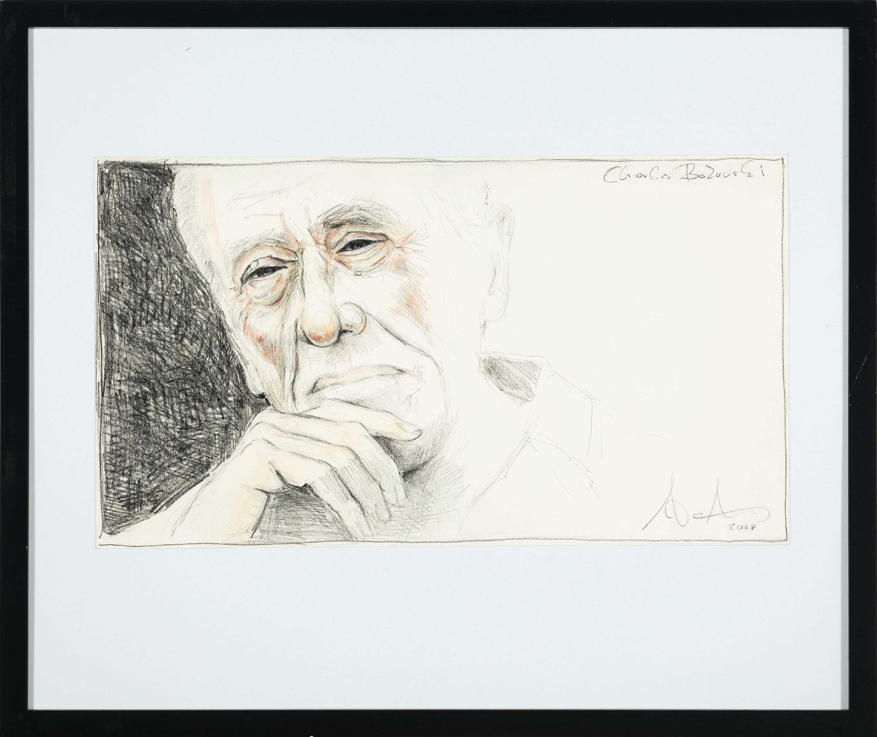 Detail k: Andreas Noßmann, geb. 1962, Titel: "Charles Bukowski", Bleistift, Farbstift, Aquarell und Tusche auf Papier, dat., betitelt aus dem Jahre ...