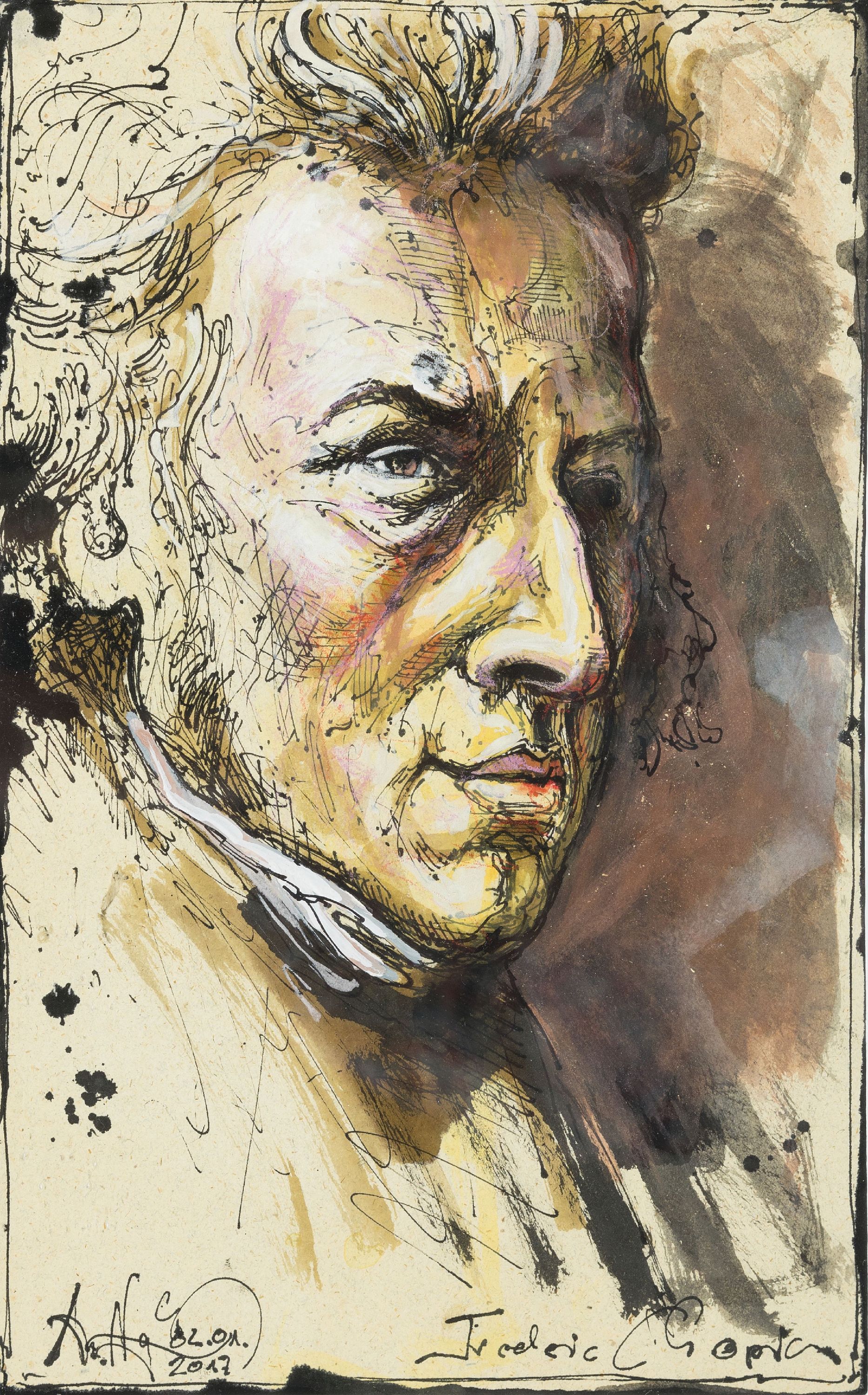 Andreas Noßmann, geb. 1962, Feder, Aquarell und Farbstift auf Papier, dat. betitelt, aus dem Jahre 2017, handsign., ca. 33x20 cm, WVZ:808
