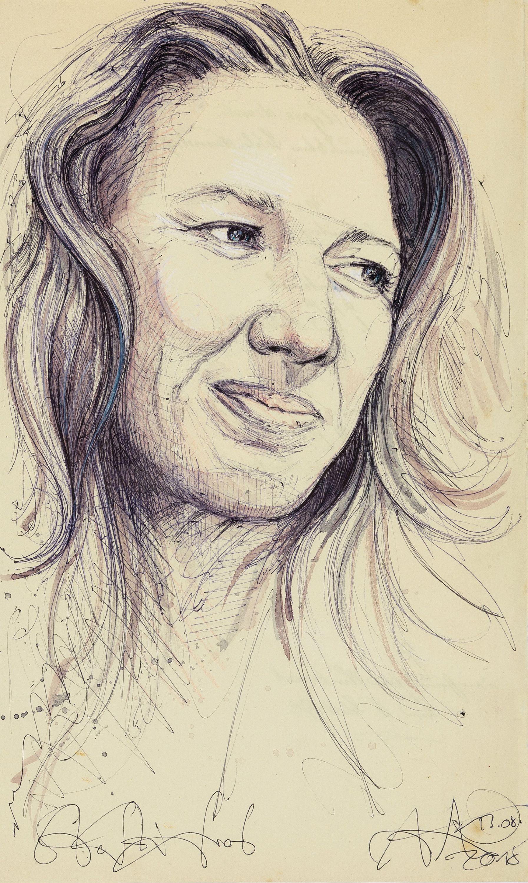 Andreas Noßmann, geb. 1962, Titel: "Steffi Graf", Feder Aquarell und Farbstift auf Papier, handsign., dat. betitelt, aus dem Jahre 2018, ...